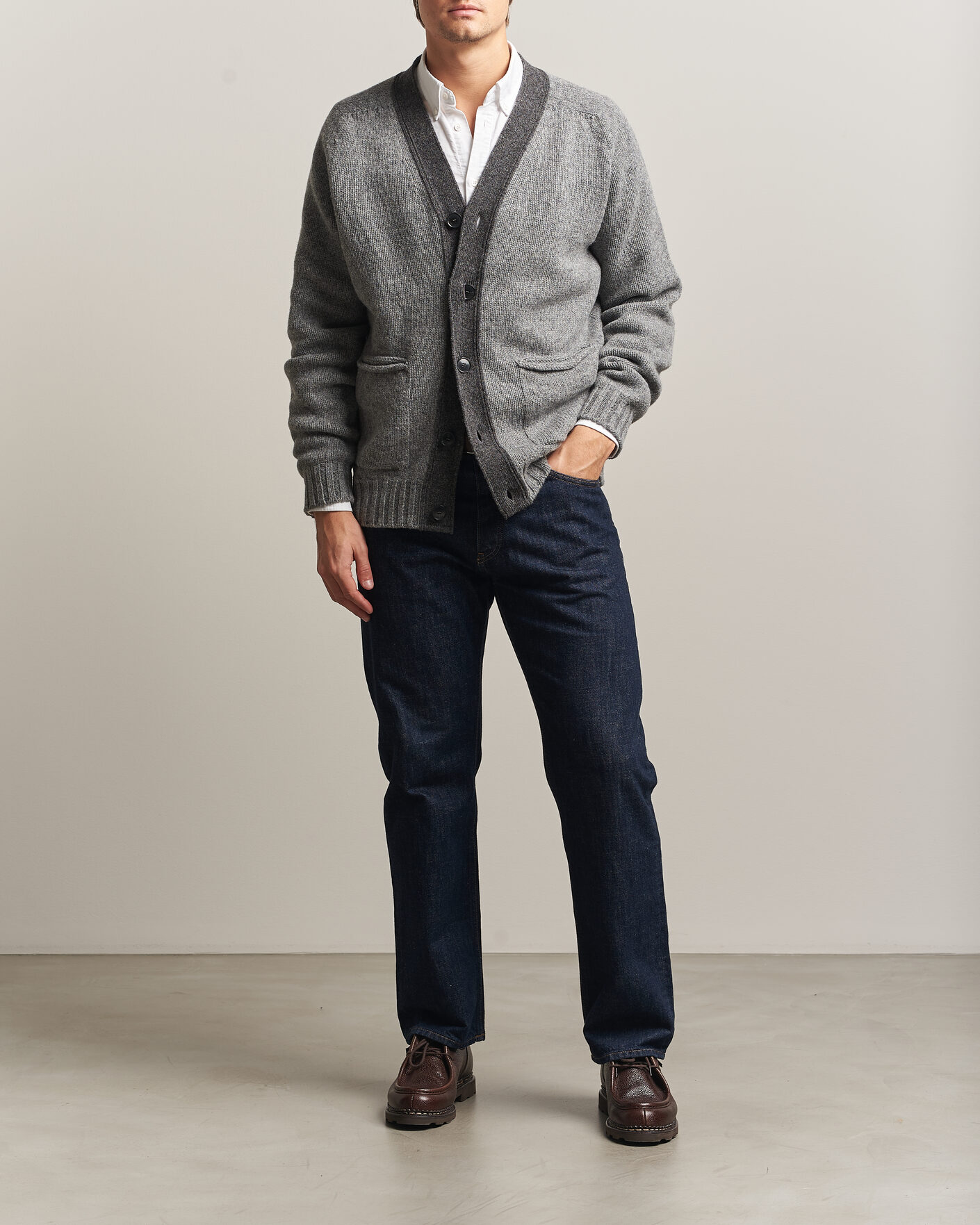 Mies | Puserot | Barbour Lifestyle | Scottish Made Knitted Cardigan Grey Marl