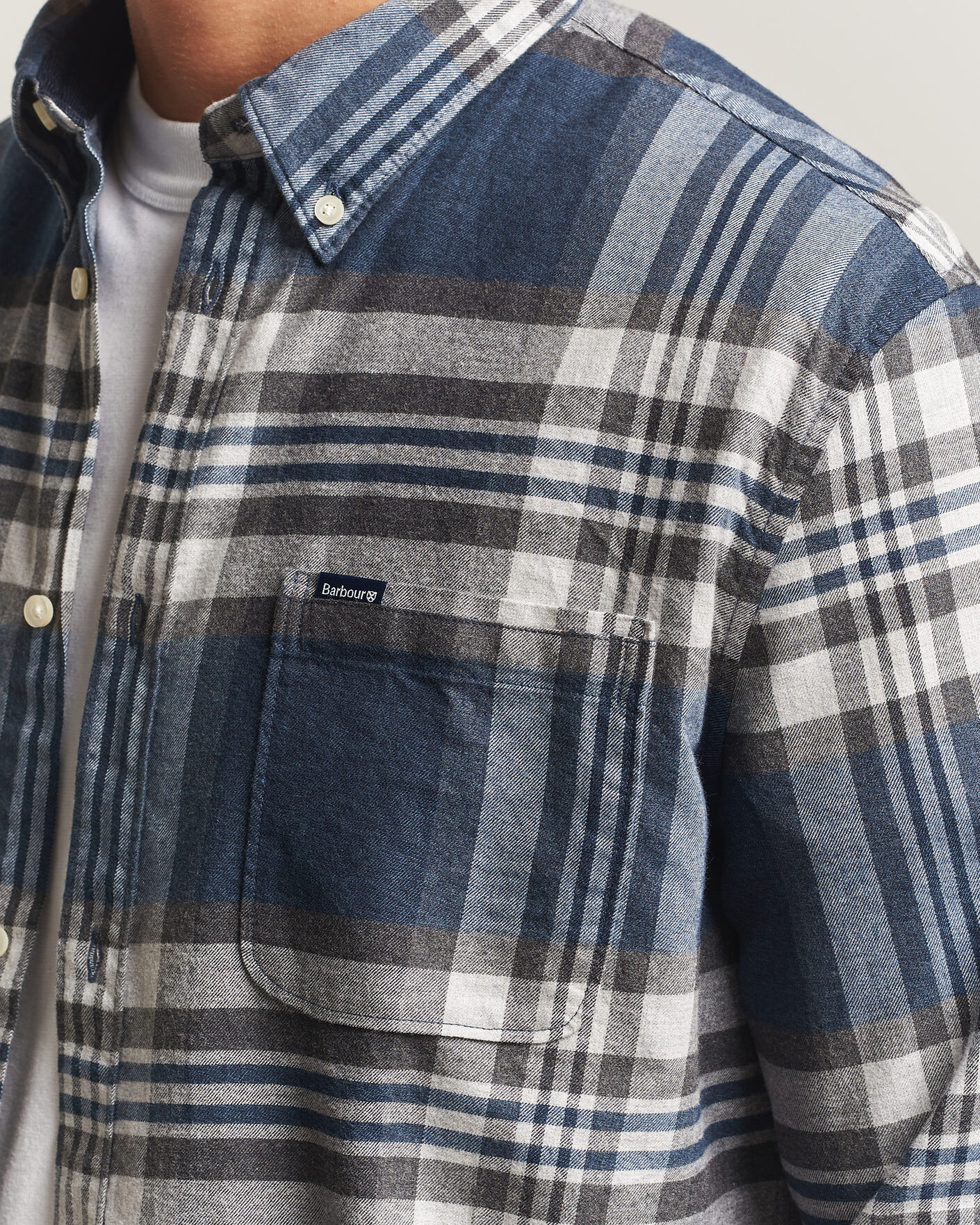 Mies | Kauluspaidat | Barbour Lifestyle | Dove Dave Flannel Check Shirt Grey Marl