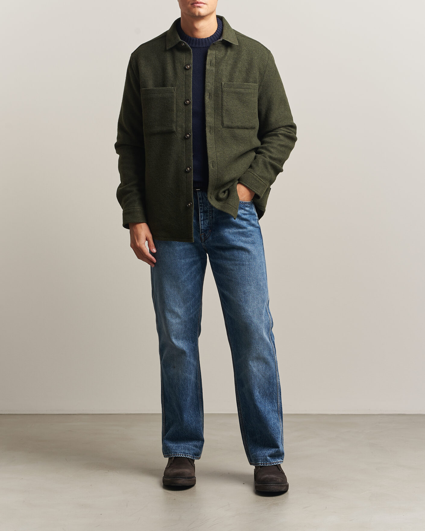 Mies | Kauluspaidat | Barbour Lifestyle | Marltown Tailored Wool Blend Overshirt Sage