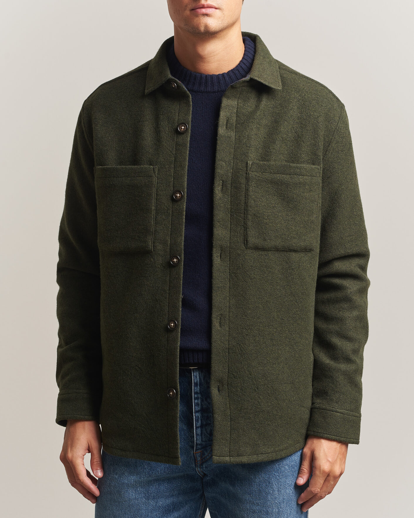 Mies | Kauluspaidat | Barbour Lifestyle | Marltown Tailored Wool Blend Overshirt Sage