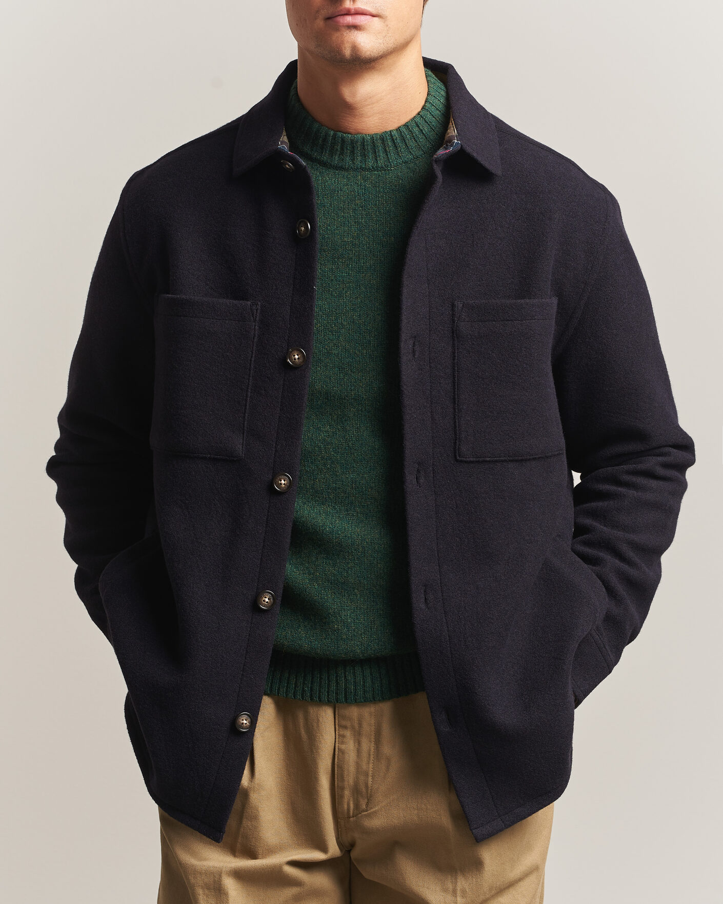 Mies | Kauluspaidat | Barbour Lifestyle | Marltown Tailored Wool Blend Overshirt Navy