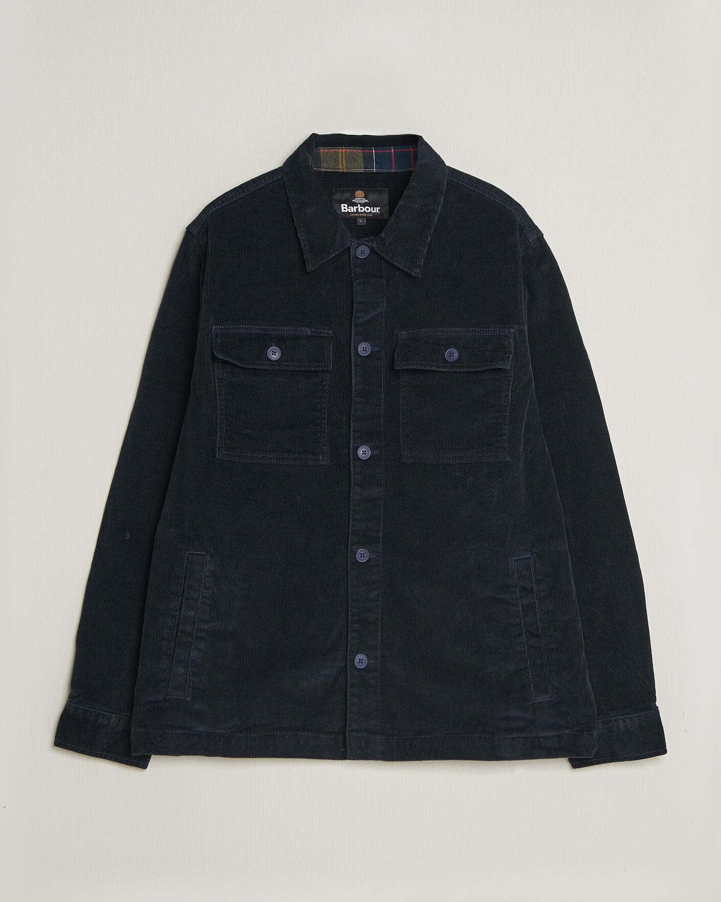 Mies | Kauluspaidat | Barbour Lifestyle | Tartan Trimed Cord Overshirt Navy