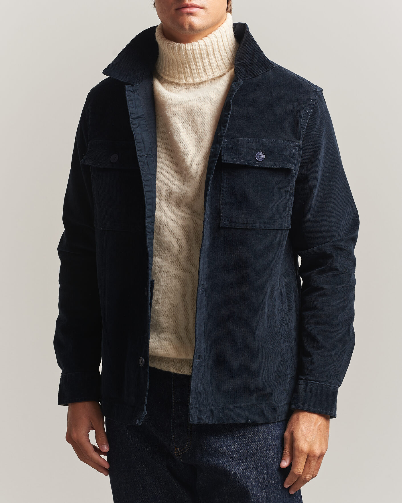 Mies | Kauluspaidat | Barbour Lifestyle | Tartan Trimed Cord Overshirt Navy