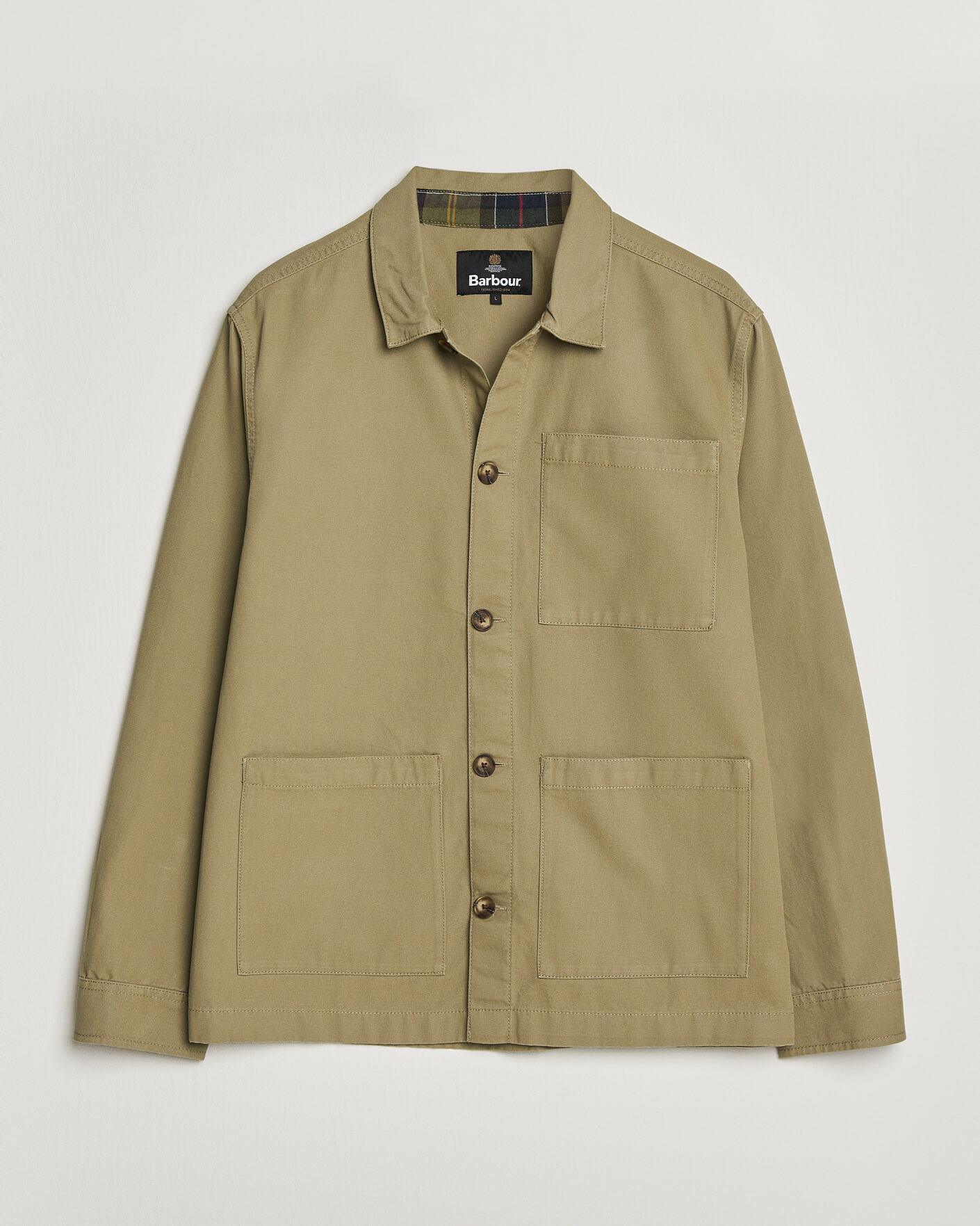 Mies | Kauluspaidat | Barbour Lifestyle | Tartan trimed Washed Overshirt Mushroom