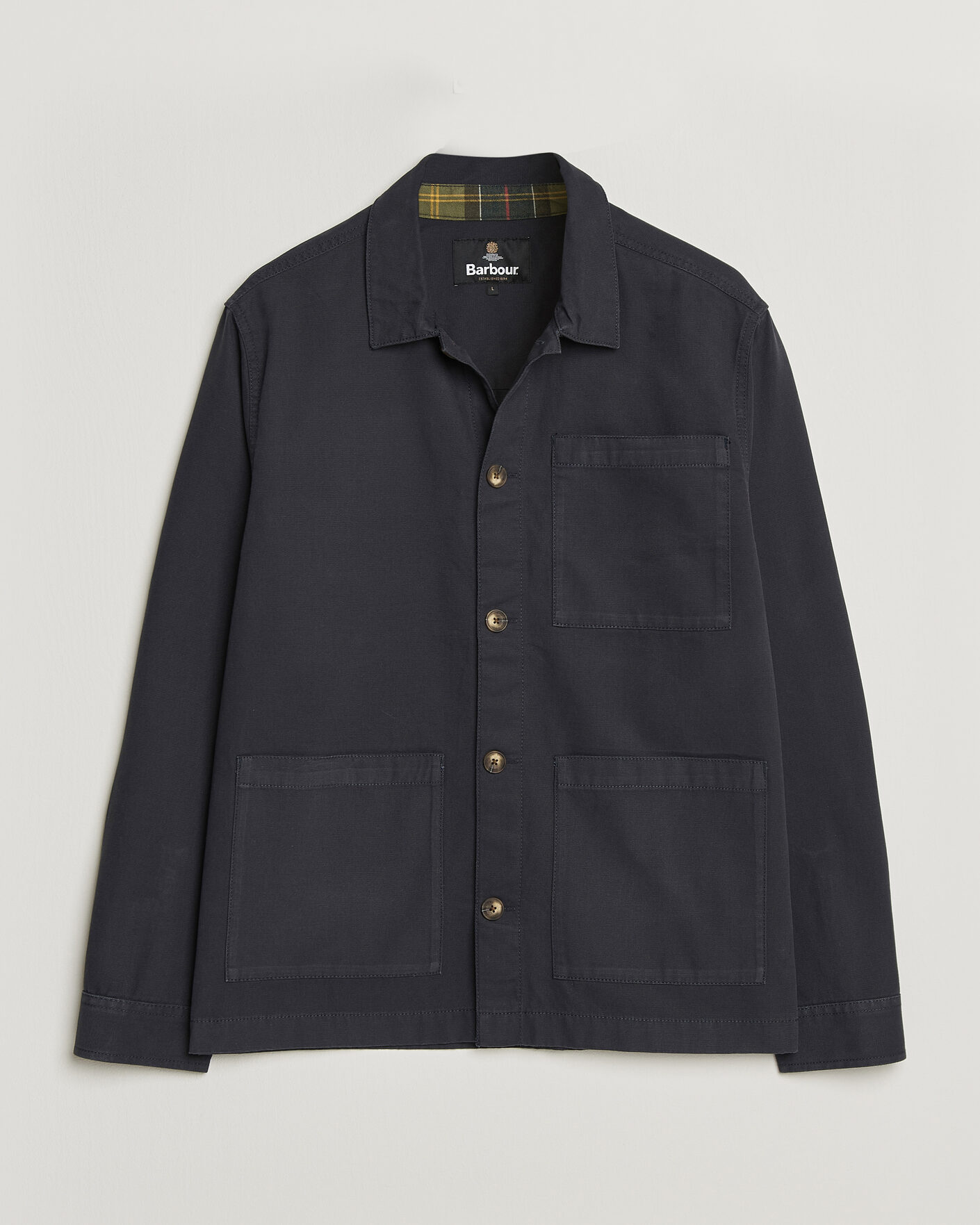 Mies | Kauluspaidat | Barbour Lifestyle | Tartan trimed Washed Overshirt Dark Navy