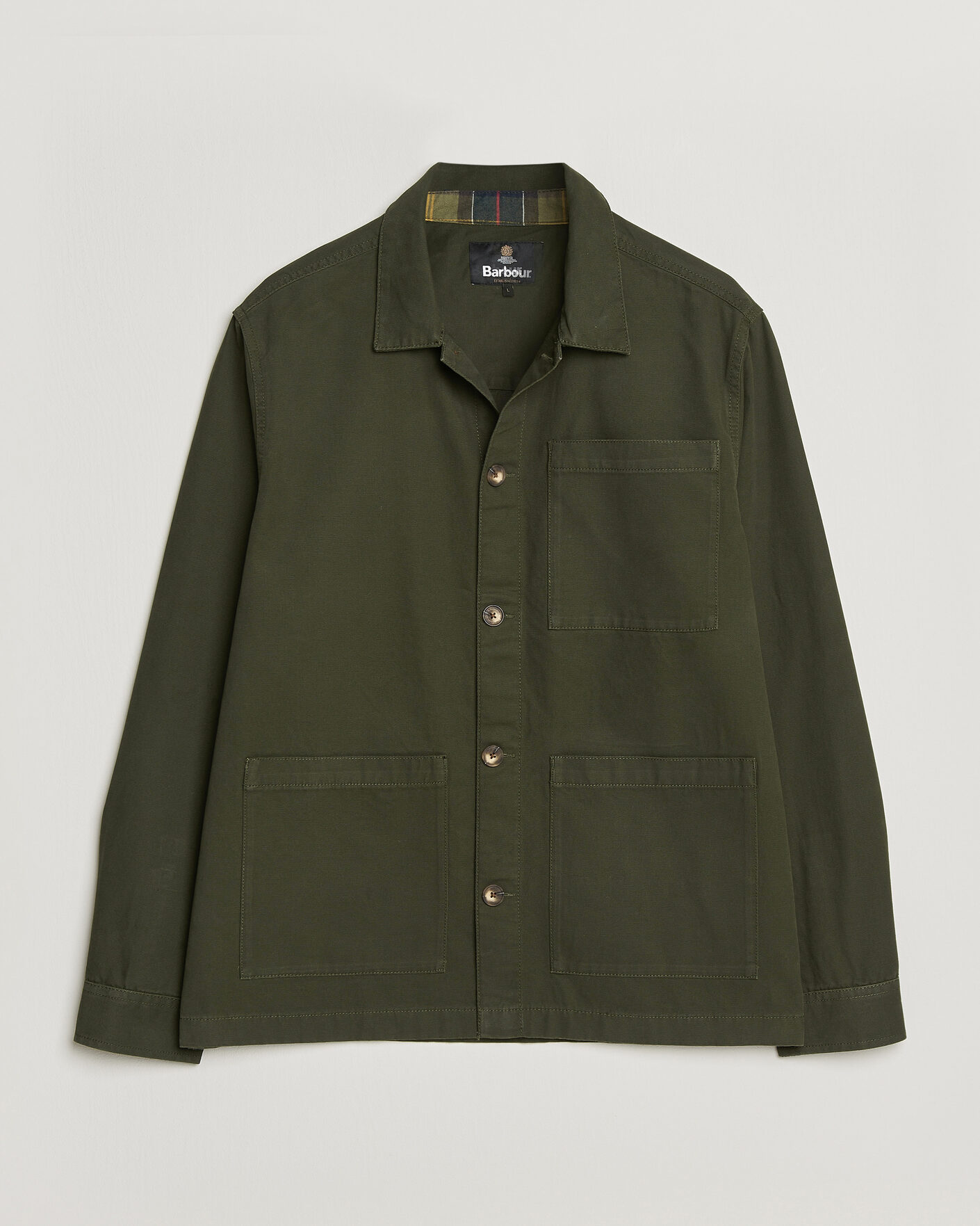 Mies | Kauluspaidat | Barbour Lifestyle | Tartan trimed Washed Overshirt Sage