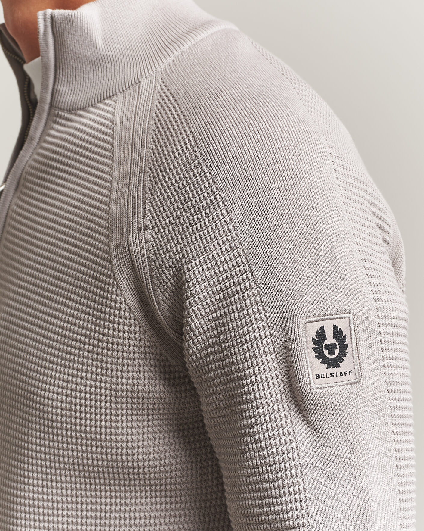 Mies | Puserot | Belstaff | Bradwell Cotton Knitted Quarter Zip Concrete