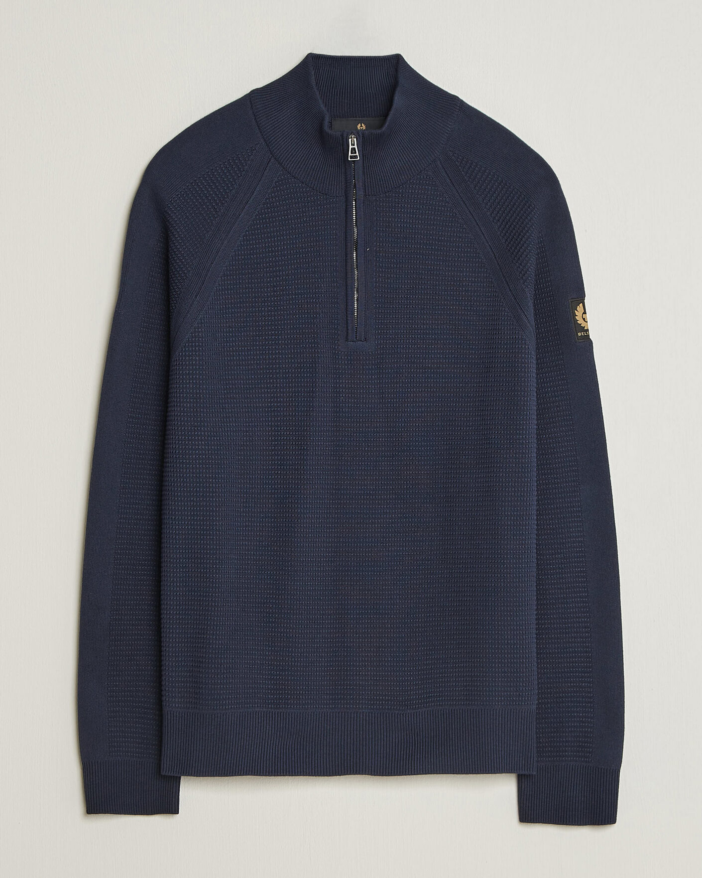 Mies | Puserot | Belstaff | Bradwell Cotton Knitted Quarter Zip Dark Ink