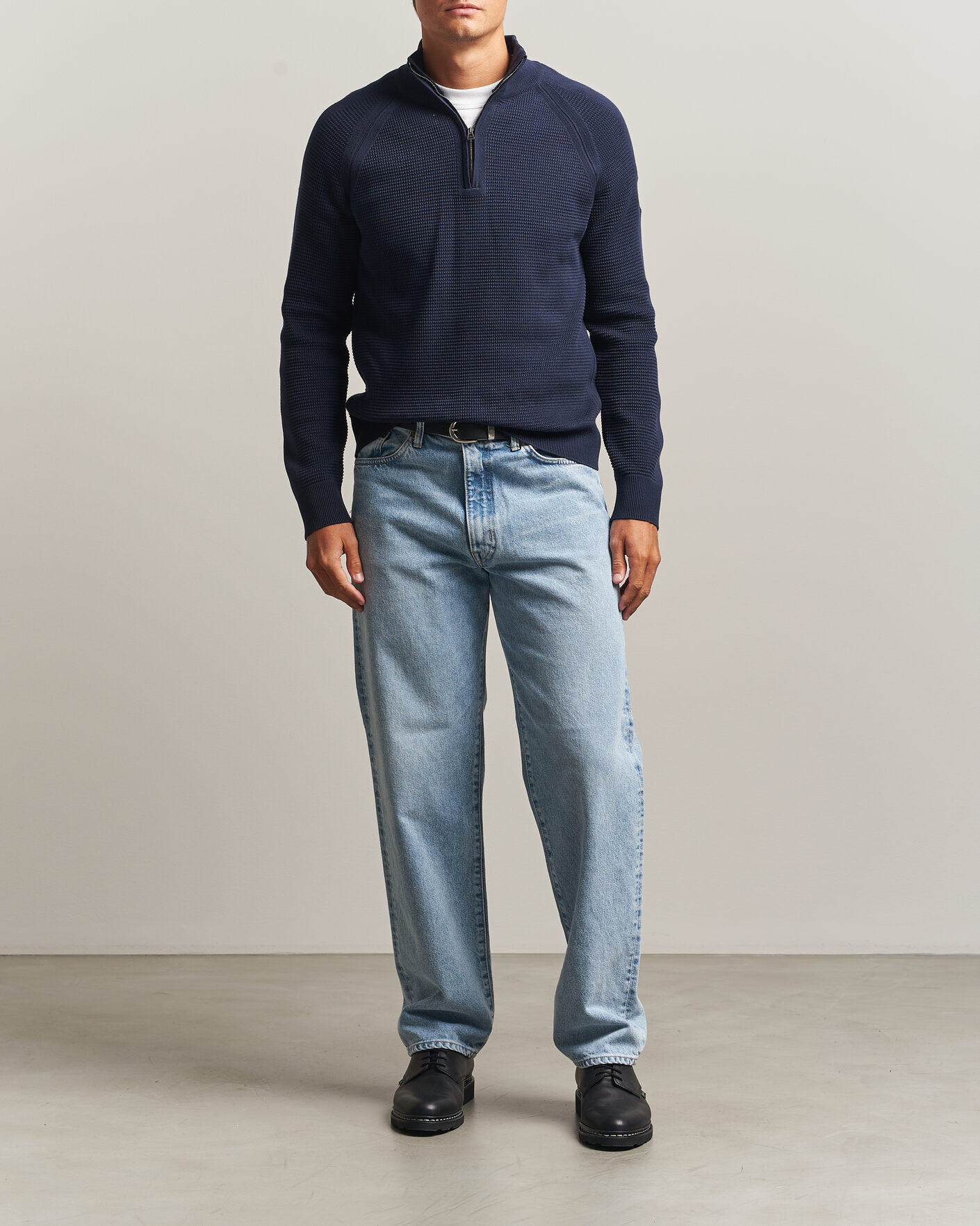 Mies | Puserot | Belstaff | Bradwell Cotton Knitted Quarter Zip Dark Ink