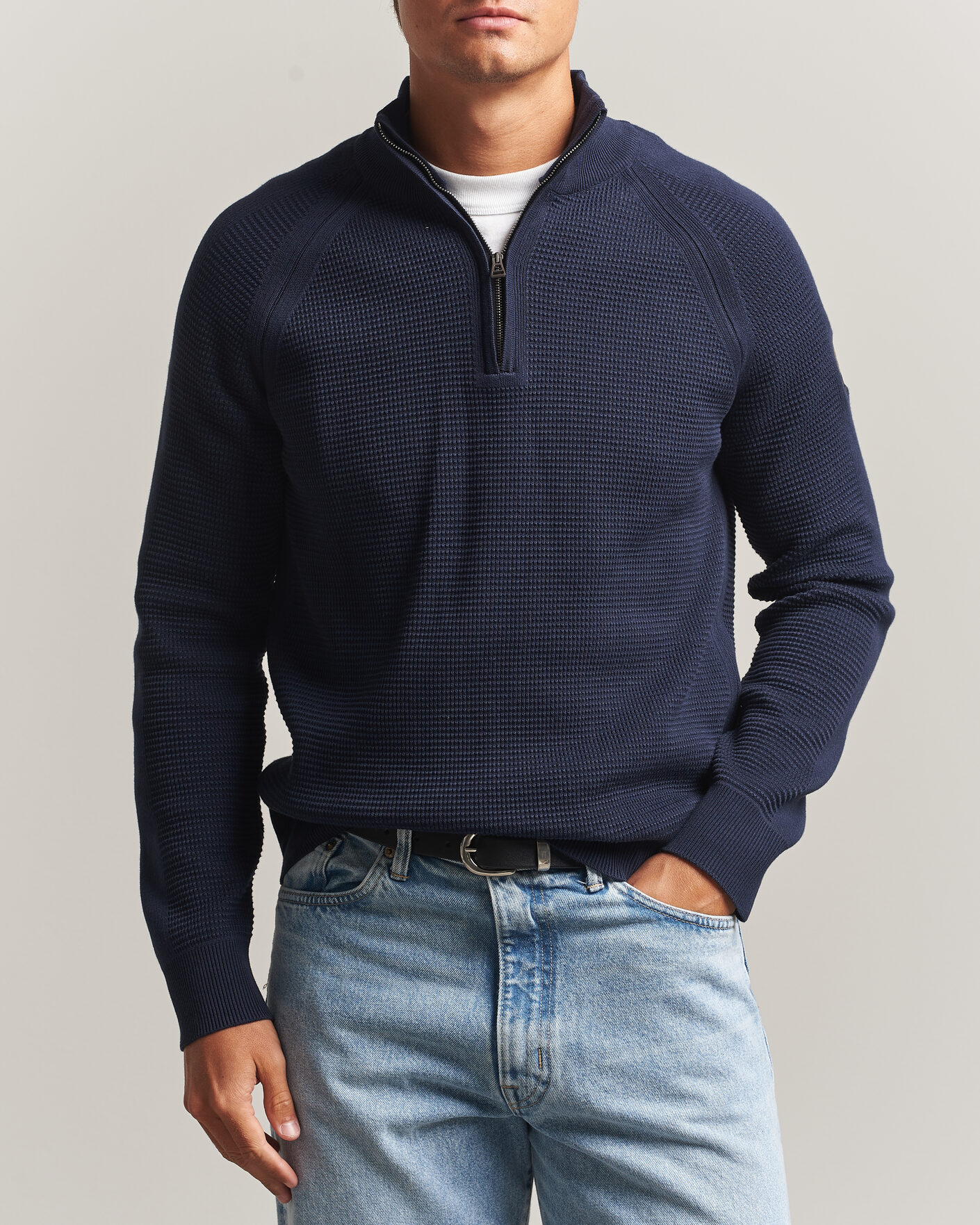 Mies | Puserot | Belstaff | Bradwell Cotton Knitted Quarter Zip Dark Ink