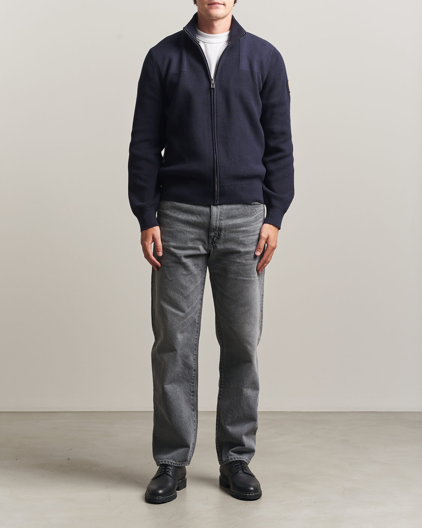 Mies | Puserot | Belstaff | Commander Knitted Full Zip Dark Ink