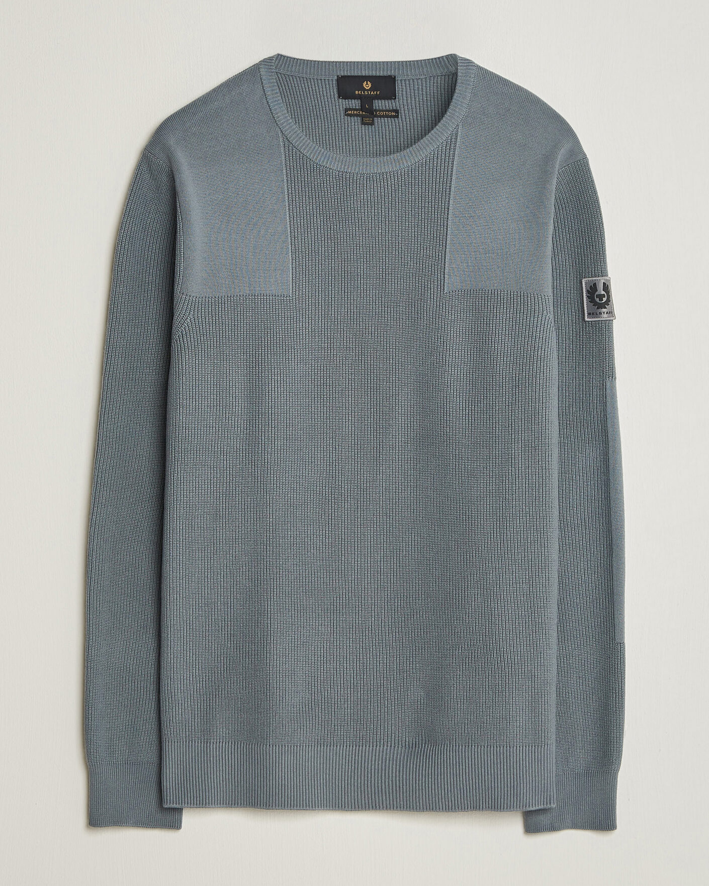 Mies | Puserot | Belstaff | Commander Knitted Crew Neck Atlantic Grey