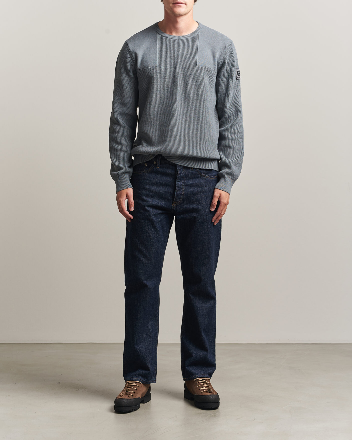 Mies | Puserot | Belstaff | Commander Knitted Crew Neck Atlantic Grey