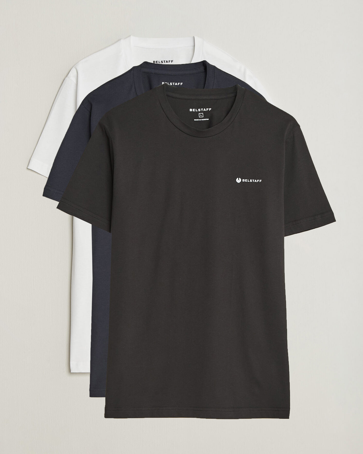 Mies | T-paidat | Belstaff | 3-Pack Crew Neck T-Shirt Black/Dark Ink/White