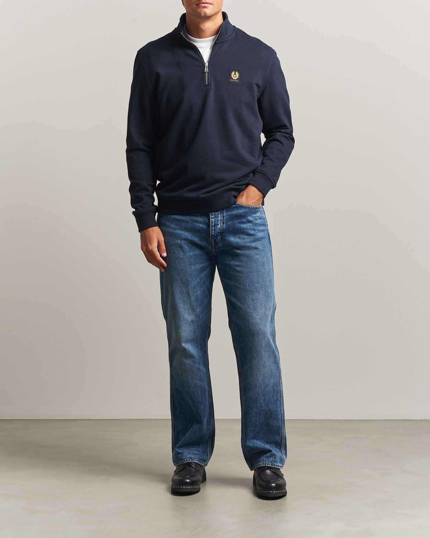 Mies | Puserot | Belstaff | Signature Half Zip Sweatshirt Dark Ink