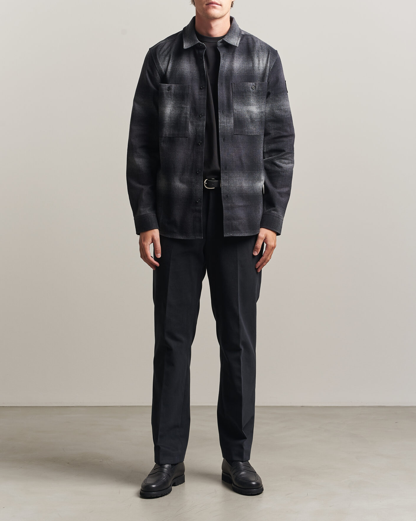 Mies | Kauluspaidat | Belstaff | Outpost Cotton Flannel Checked Overshirt Black