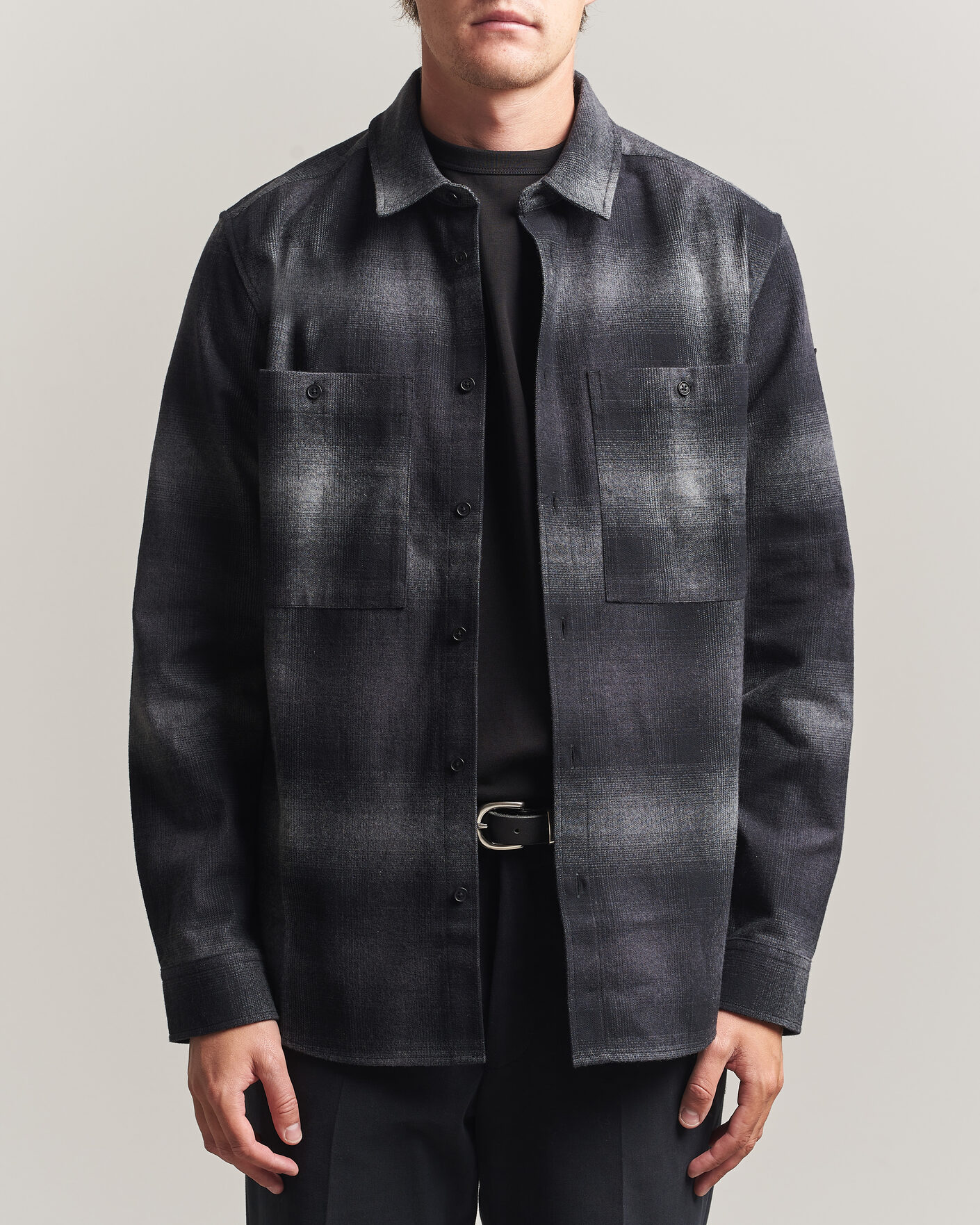 Mies | Kauluspaidat | Belstaff | Outpost Cotton Flannel Checked Overshirt Black