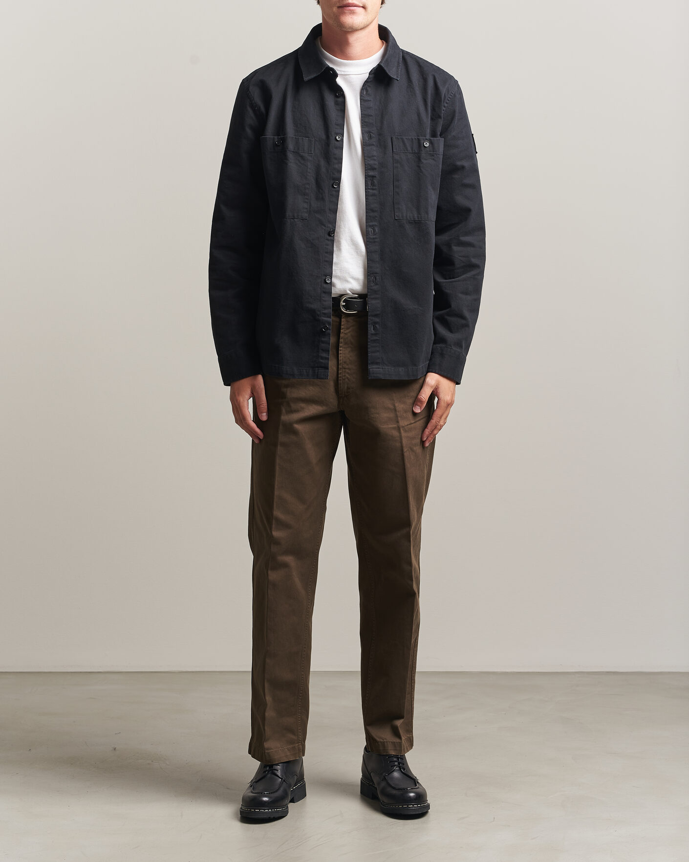 Mies | Kauluspaidat | Belstaff | Outpost Cotton Herringbone Overshirt Black