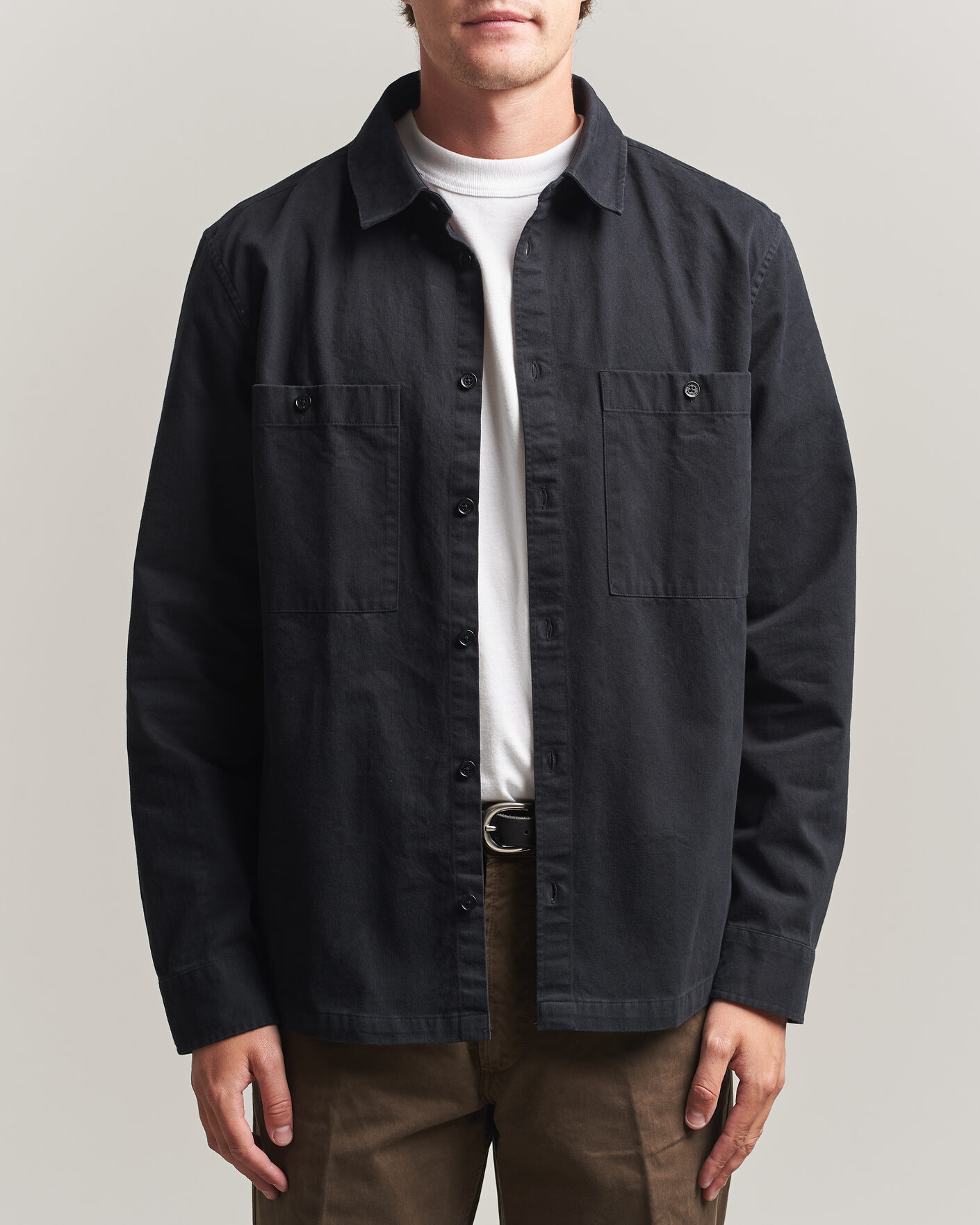 Mies | Kauluspaidat | Belstaff | Outpost Cotton Herringbone Overshirt Black