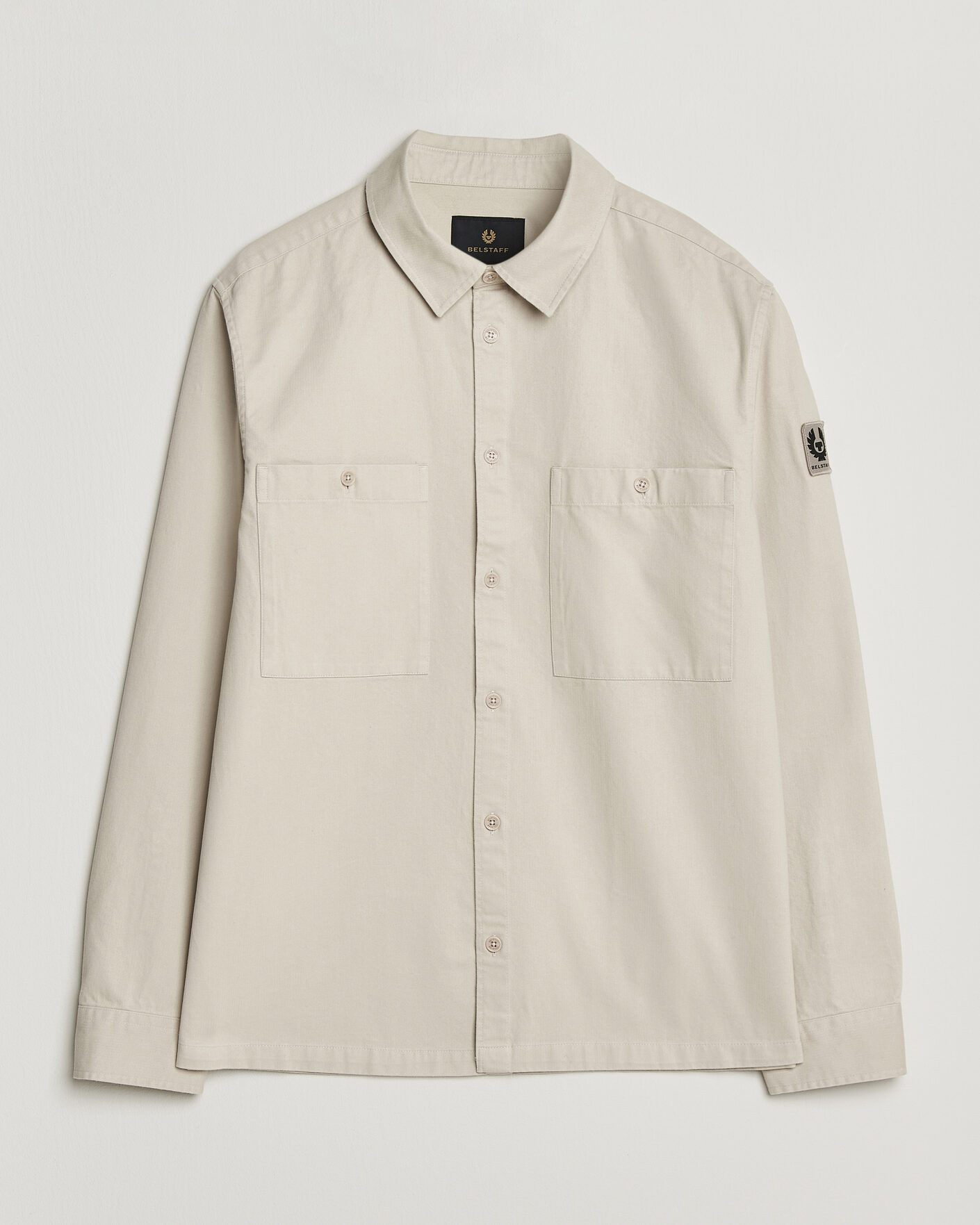 Mies | Kauluspaidat | Belstaff | Outpost Cotton Herringbone Overshirt Pale Stone