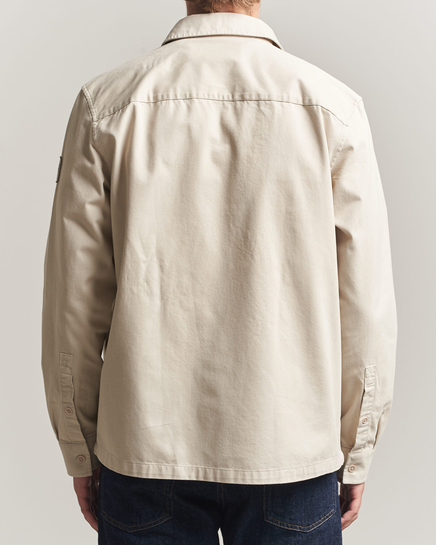 Mies | Kauluspaidat | Belstaff | Outpost Cotton Herringbone Overshirt Pale Stone