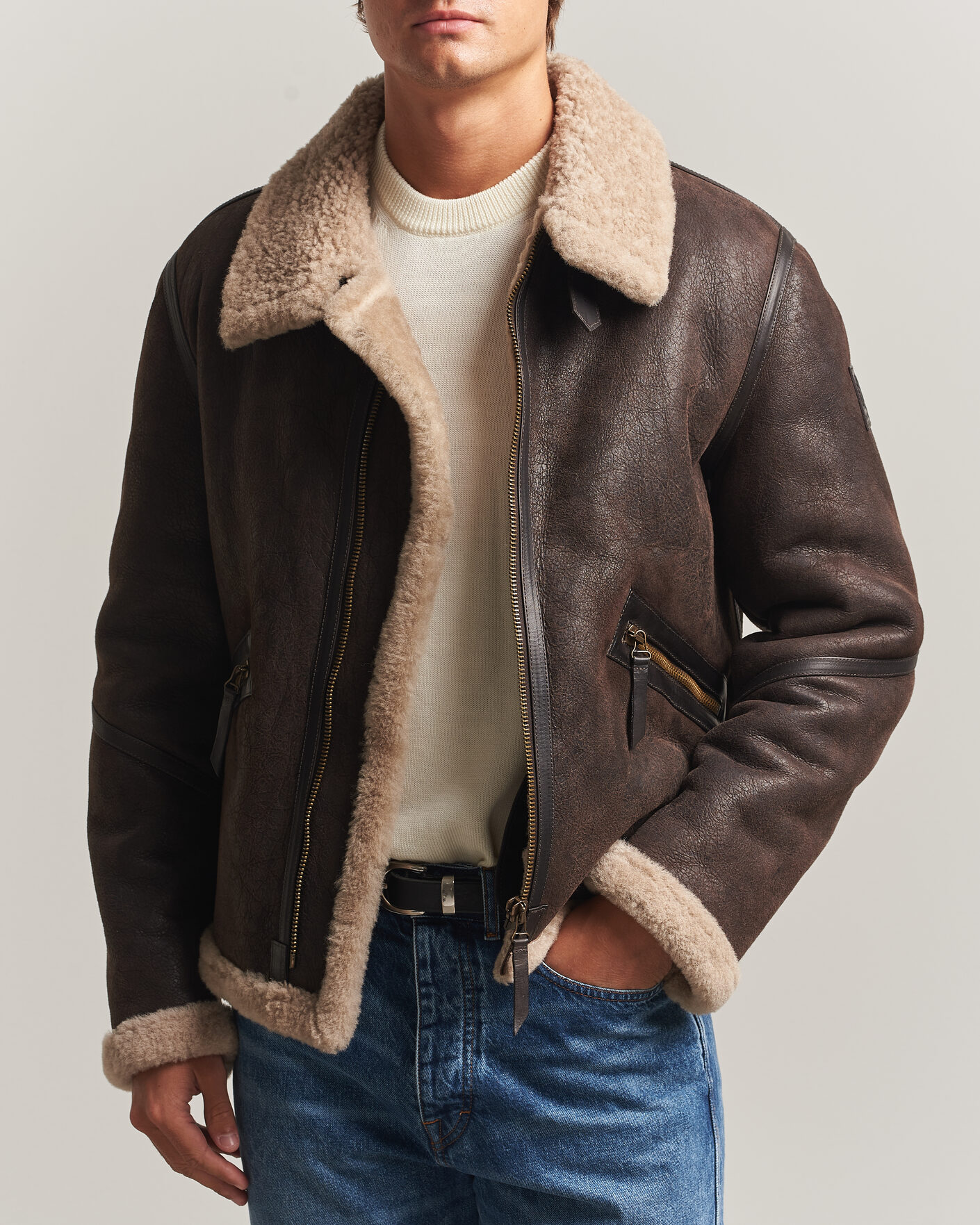 Mies | Takit | Belstaff | Winterbrook Shearling Jacket Dark Brown