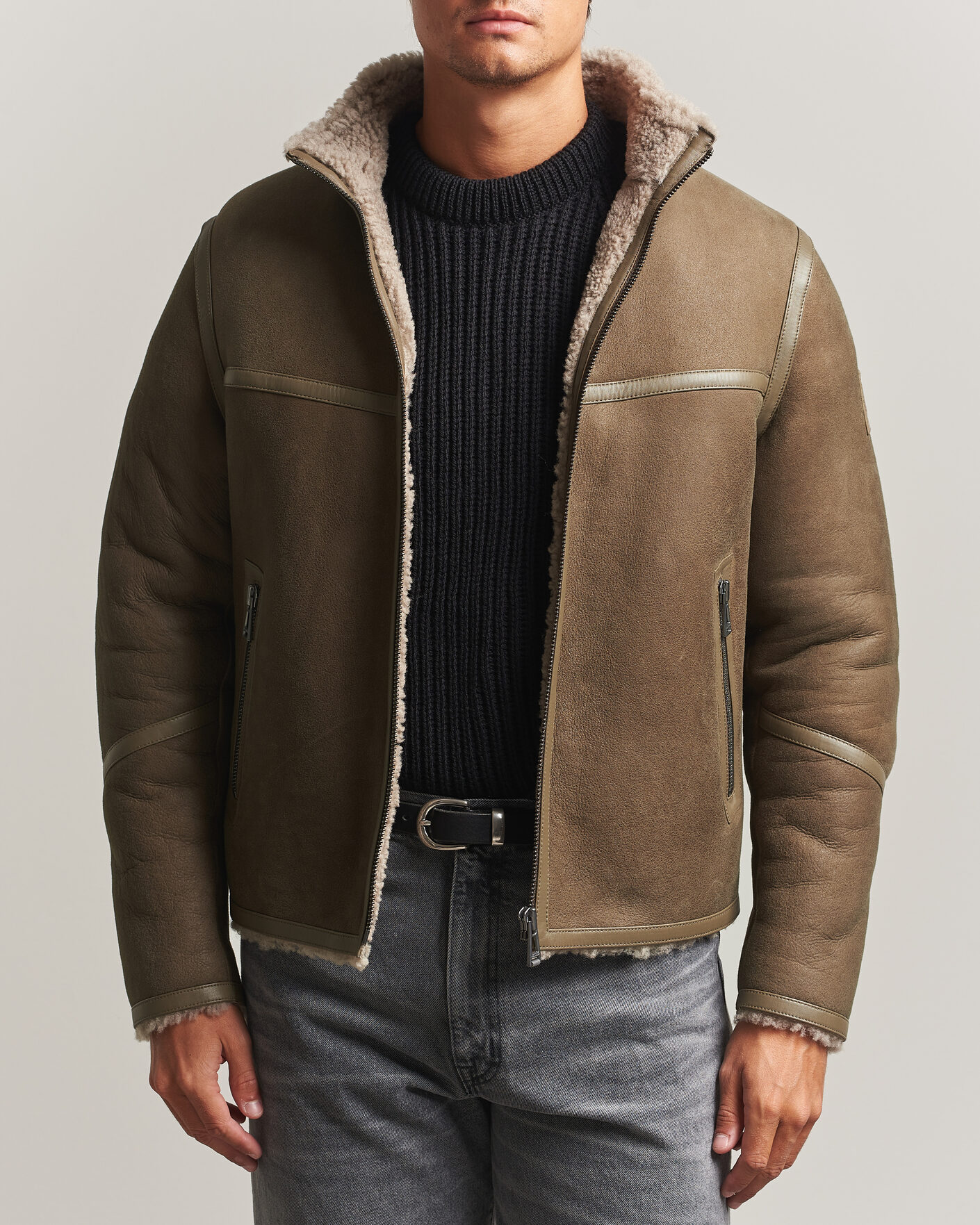 Mies | Takit | Belstaff | Highland Shearling Jacket Dark Dusty Taupe