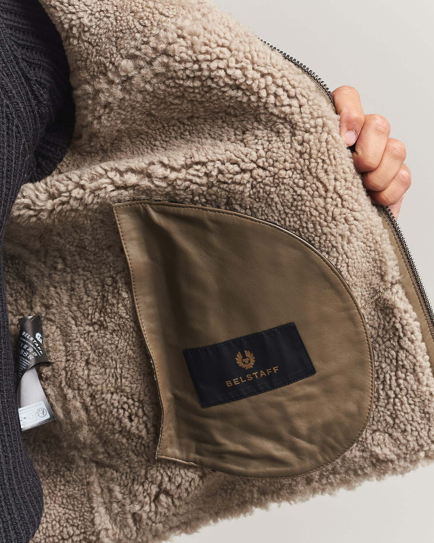 Mies | Takit | Belstaff | Highland Shearling Jacket Dark Dusty Taupe