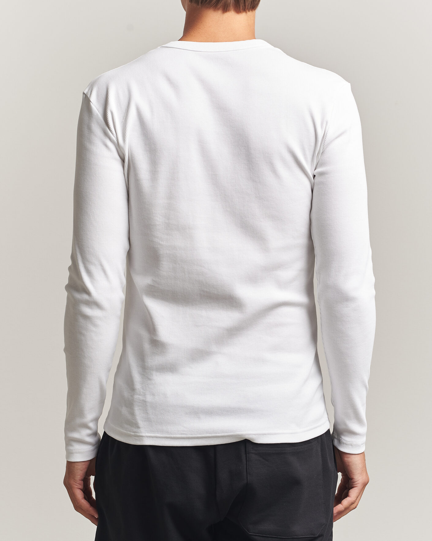 Mies | T-paidat | Bread & Boxers | Ribbed Long Sleeve T-Shirt White