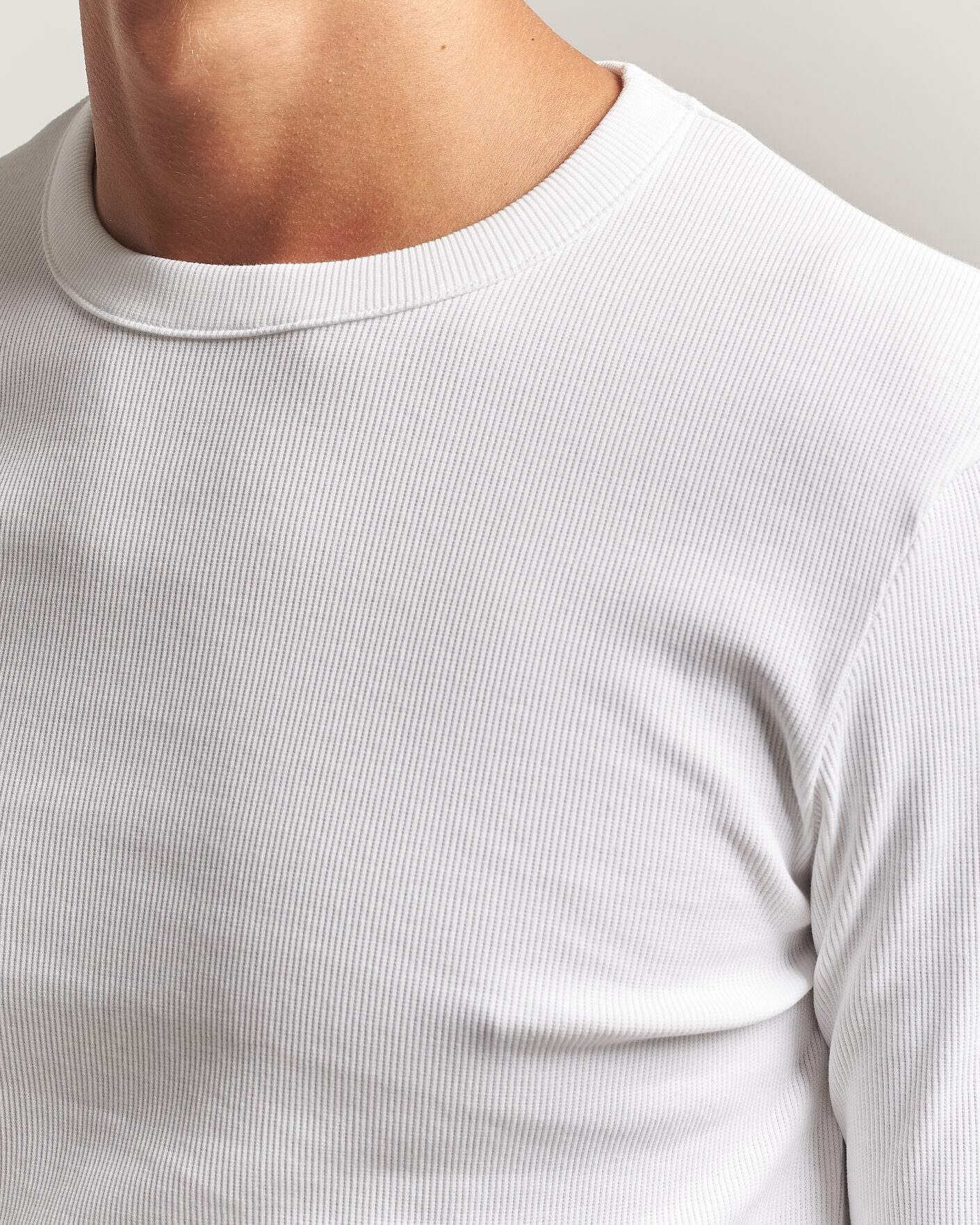 Mies | T-paidat | Bread & Boxers | Ribbed Long Sleeve T-Shirt White