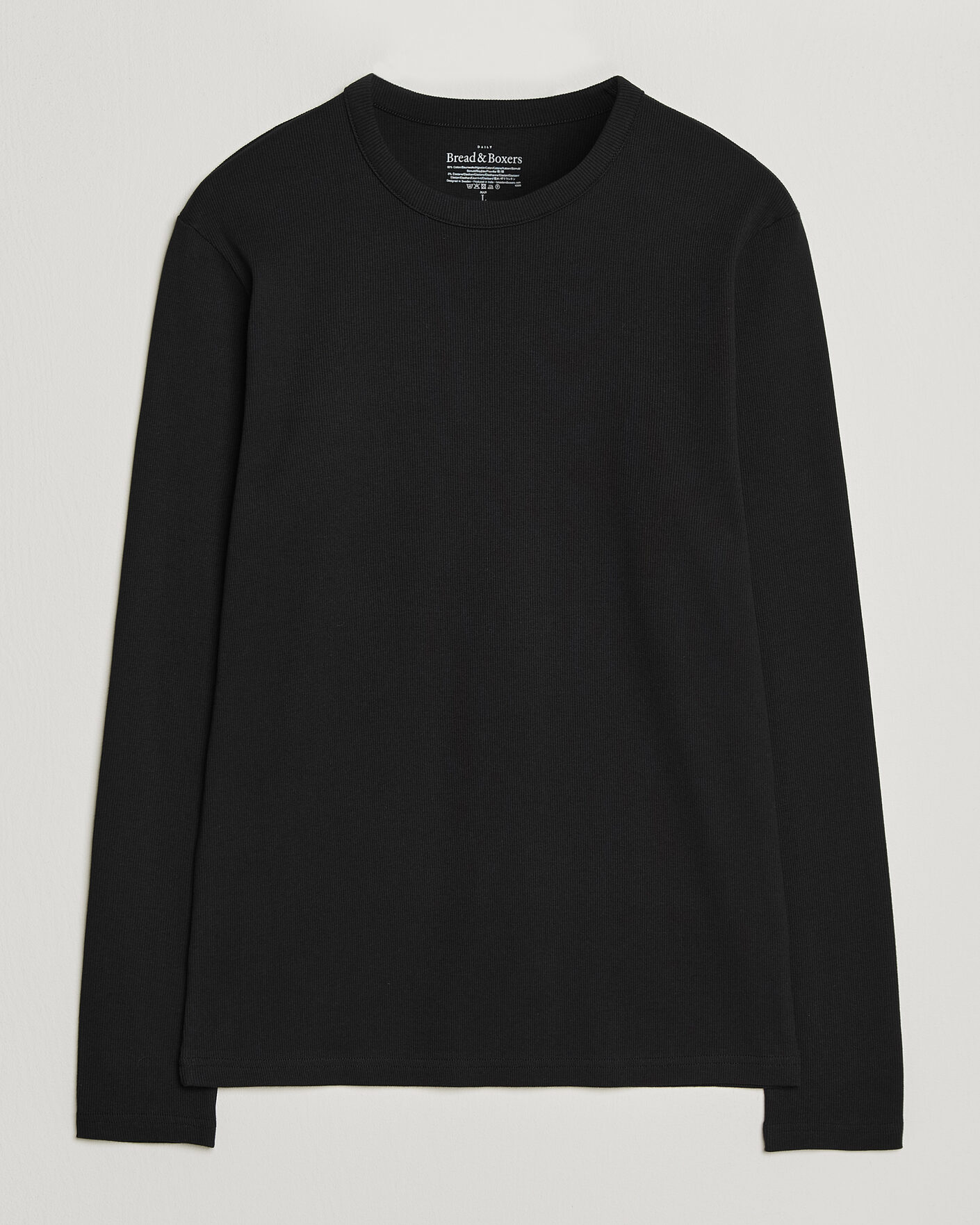 Mies | T-paidat | Bread & Boxers | Ribbed Long Sleeve T-Shirt Black