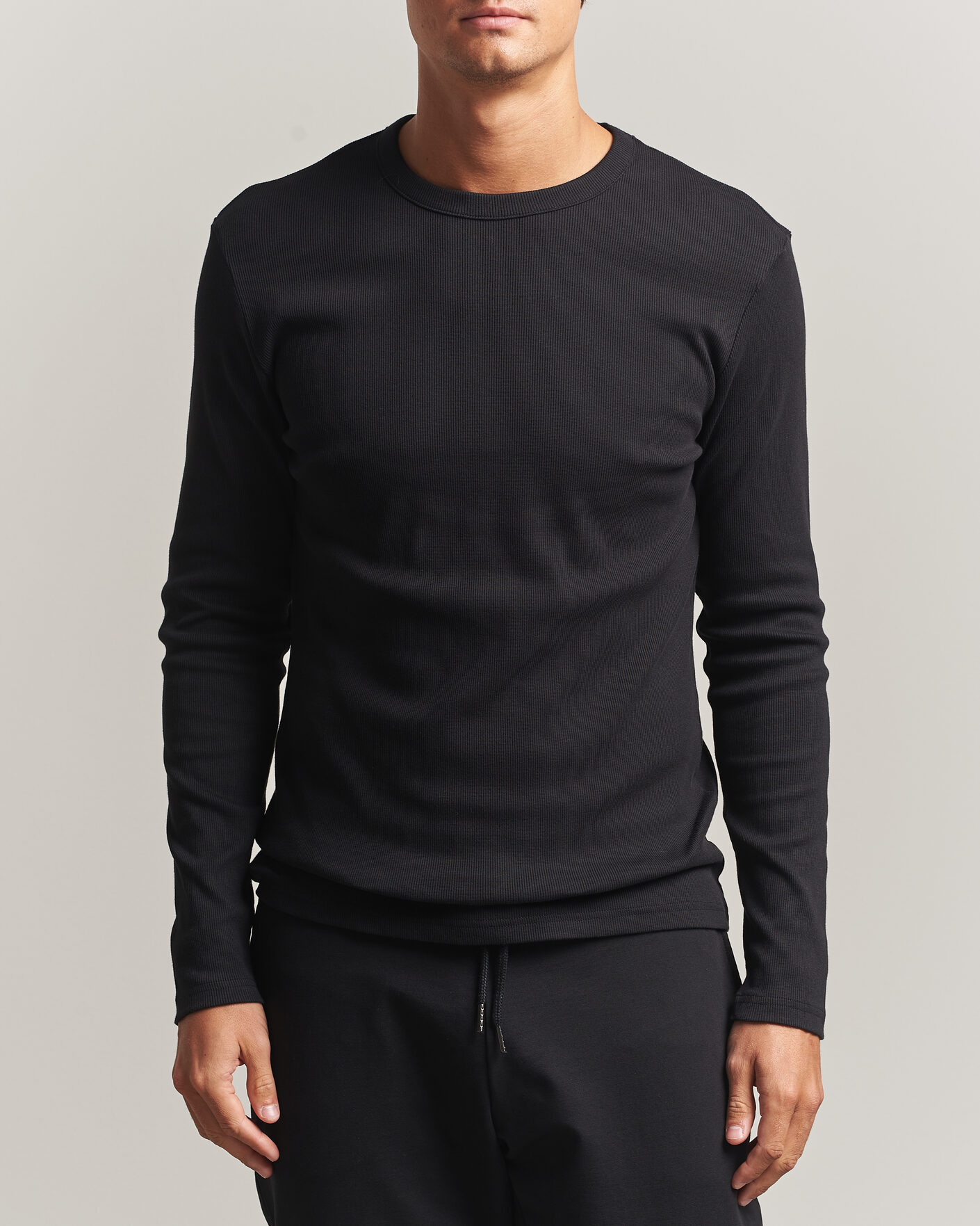 Mies | T-paidat | Bread & Boxers | Ribbed Long Sleeve T-Shirt Black