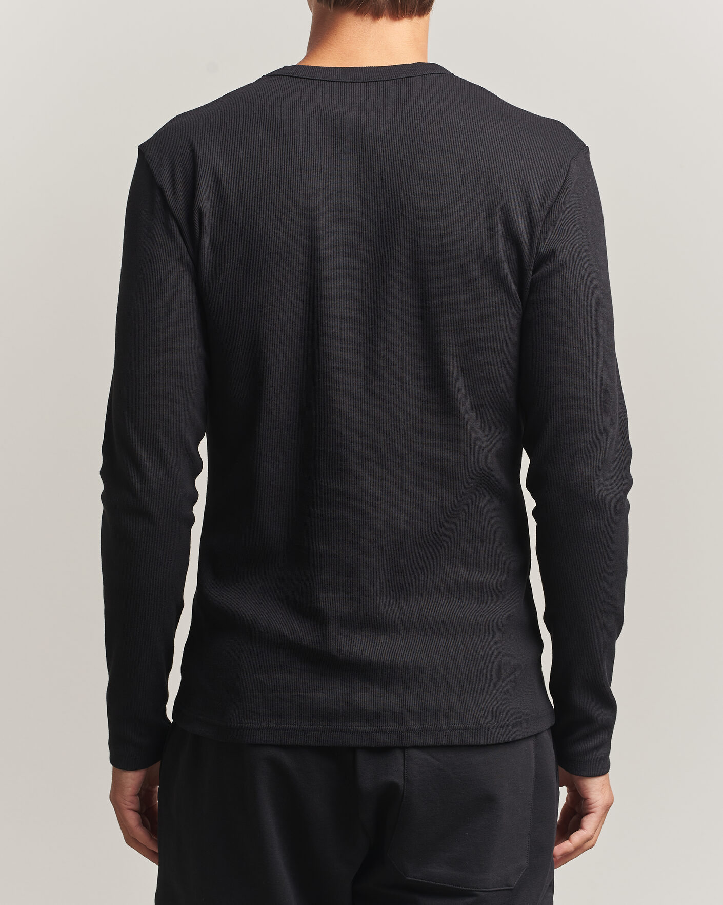 Mies | T-paidat | Bread & Boxers | Ribbed Long Sleeve T-Shirt Black