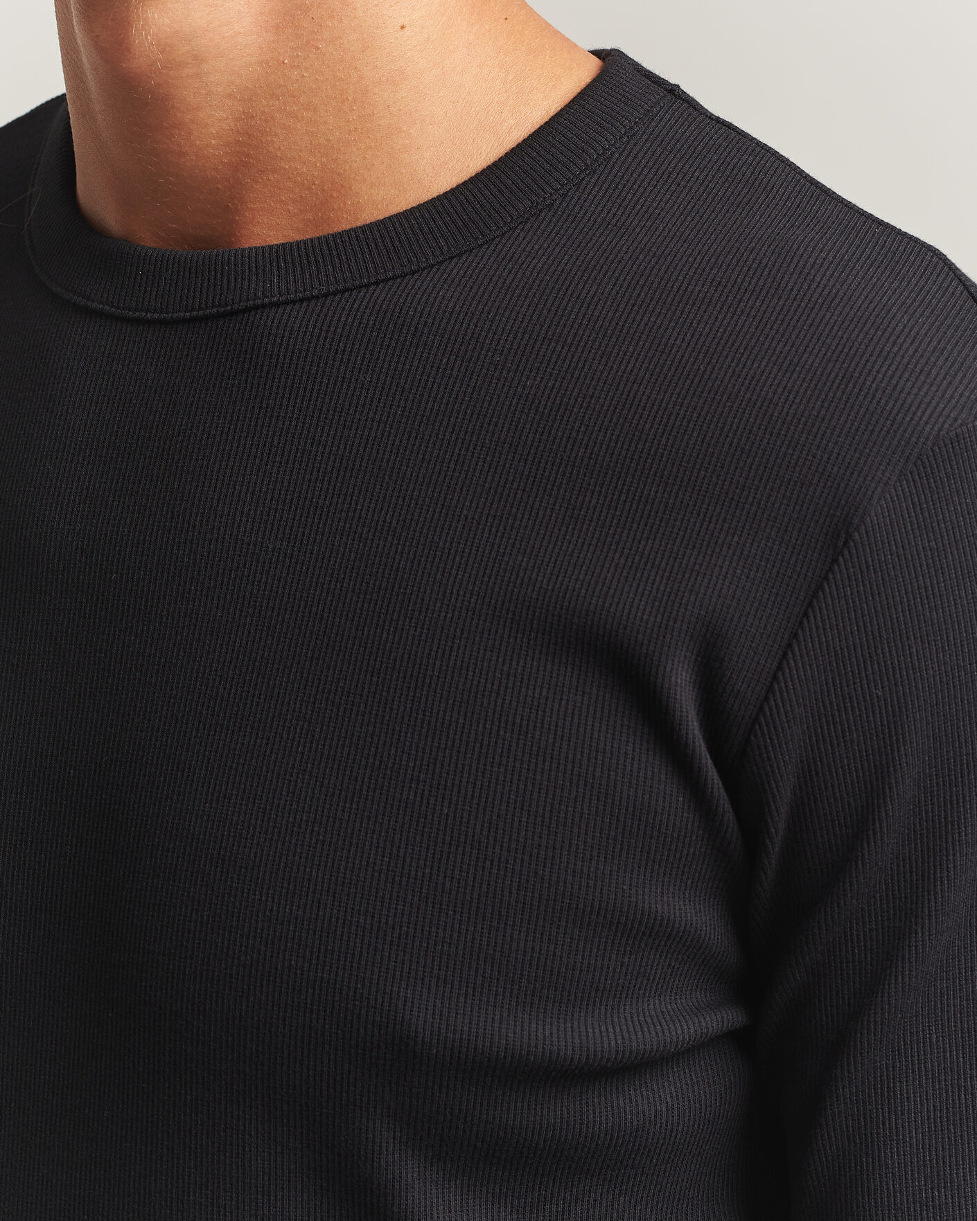 Mies | T-paidat | Bread & Boxers | Ribbed Long Sleeve T-Shirt Black