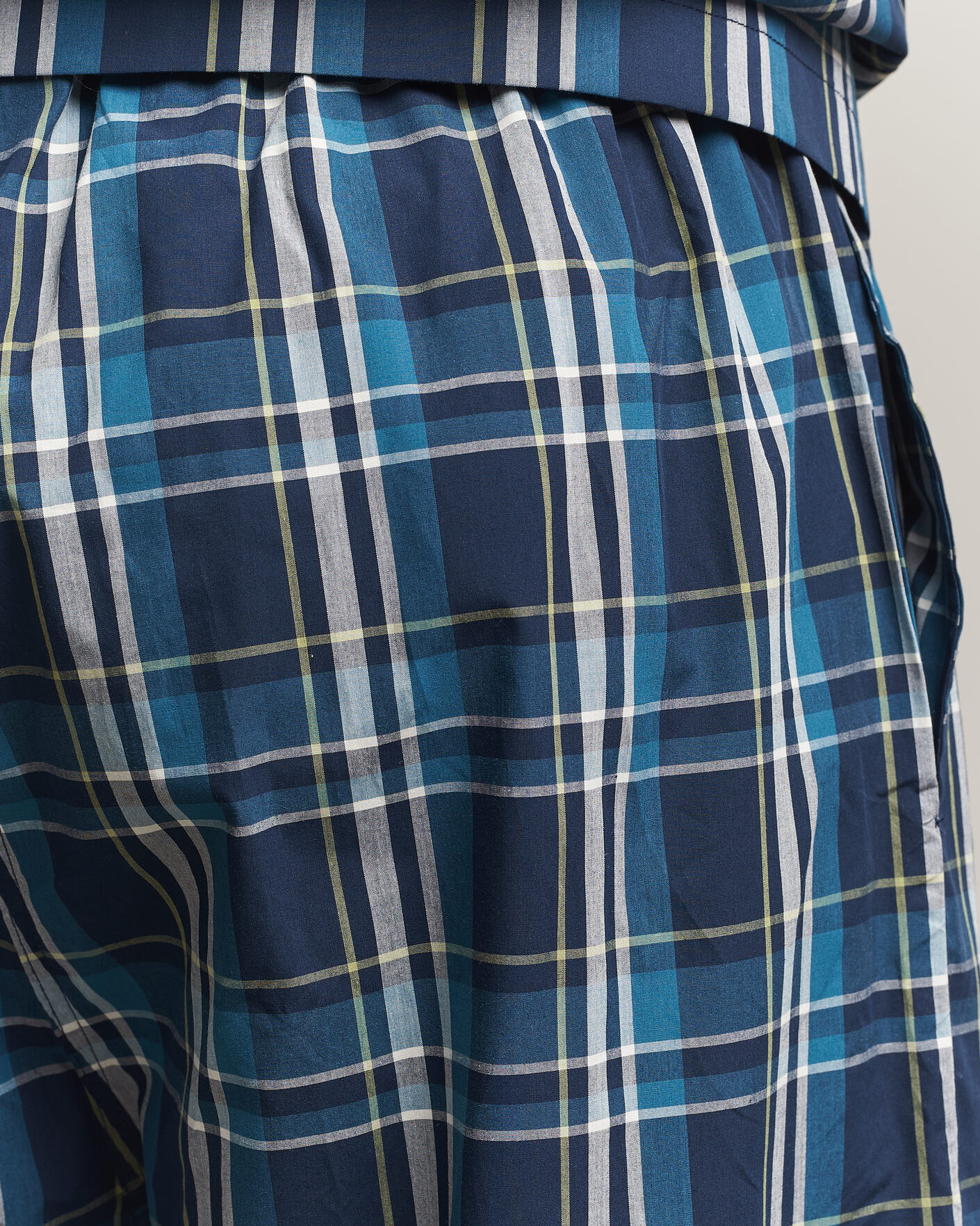 Mies | Yöpuvut ja kylpytakit | Derek Rose | Piped Checked Cotton Pyjama Set Navy