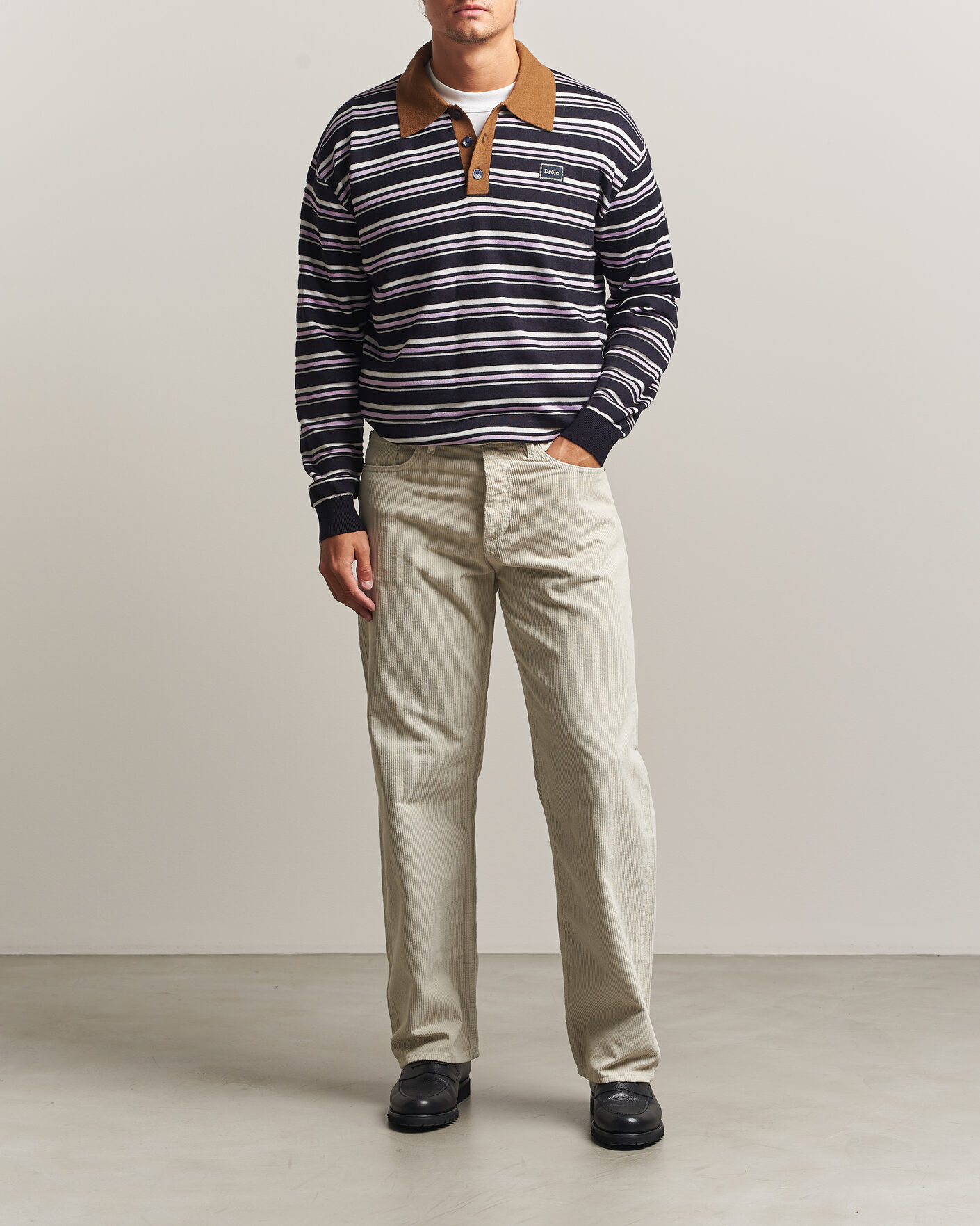 Mies | Puserot | Drôle de Monsieur | Striped Knitted Rugger Navy Multi