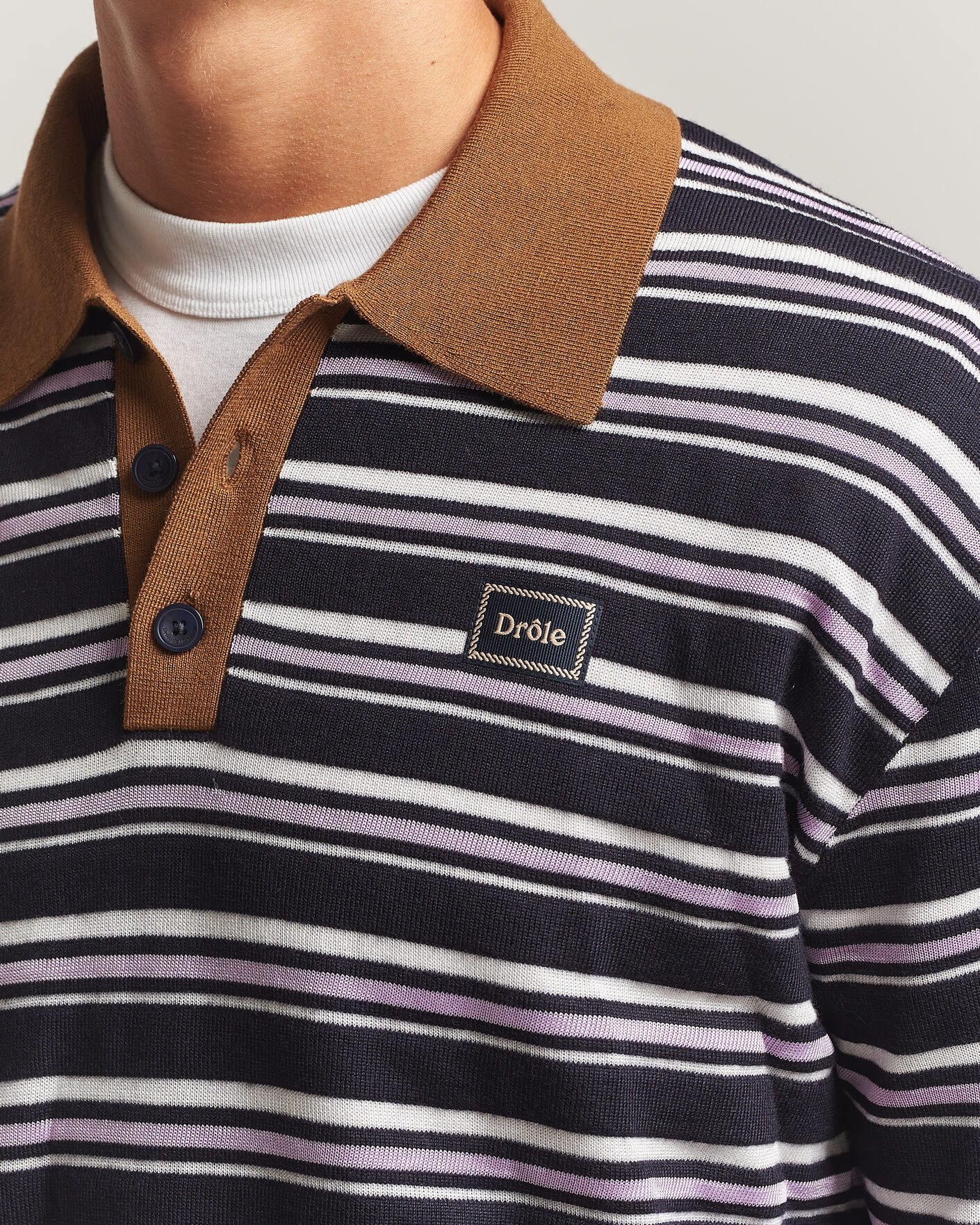 Mies | Puserot | Drôle de Monsieur | Striped Knitted Rugger Navy Multi