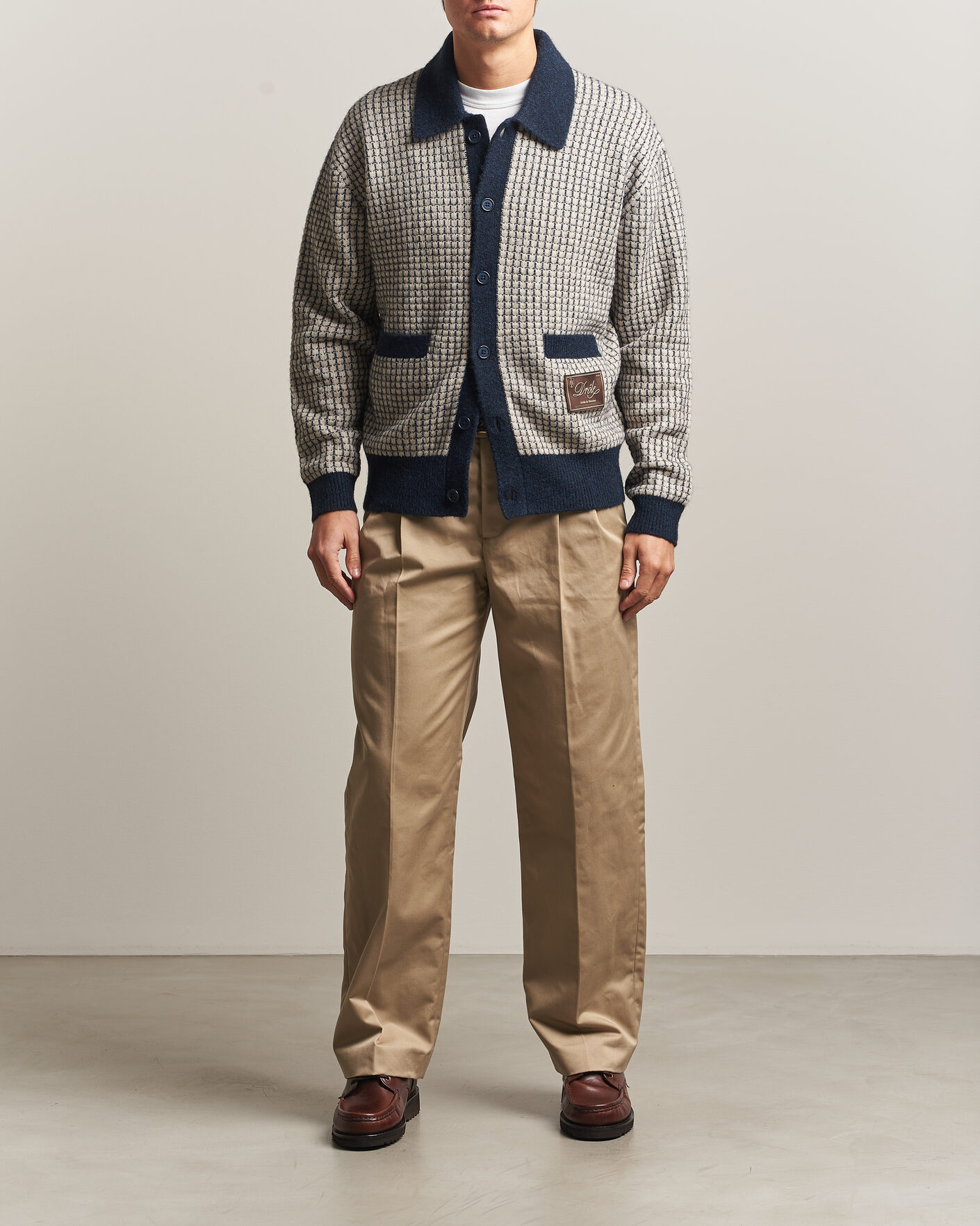 Mies | Puserot | Drôle de Monsieur | Waffle Knitted Cardigan Navy