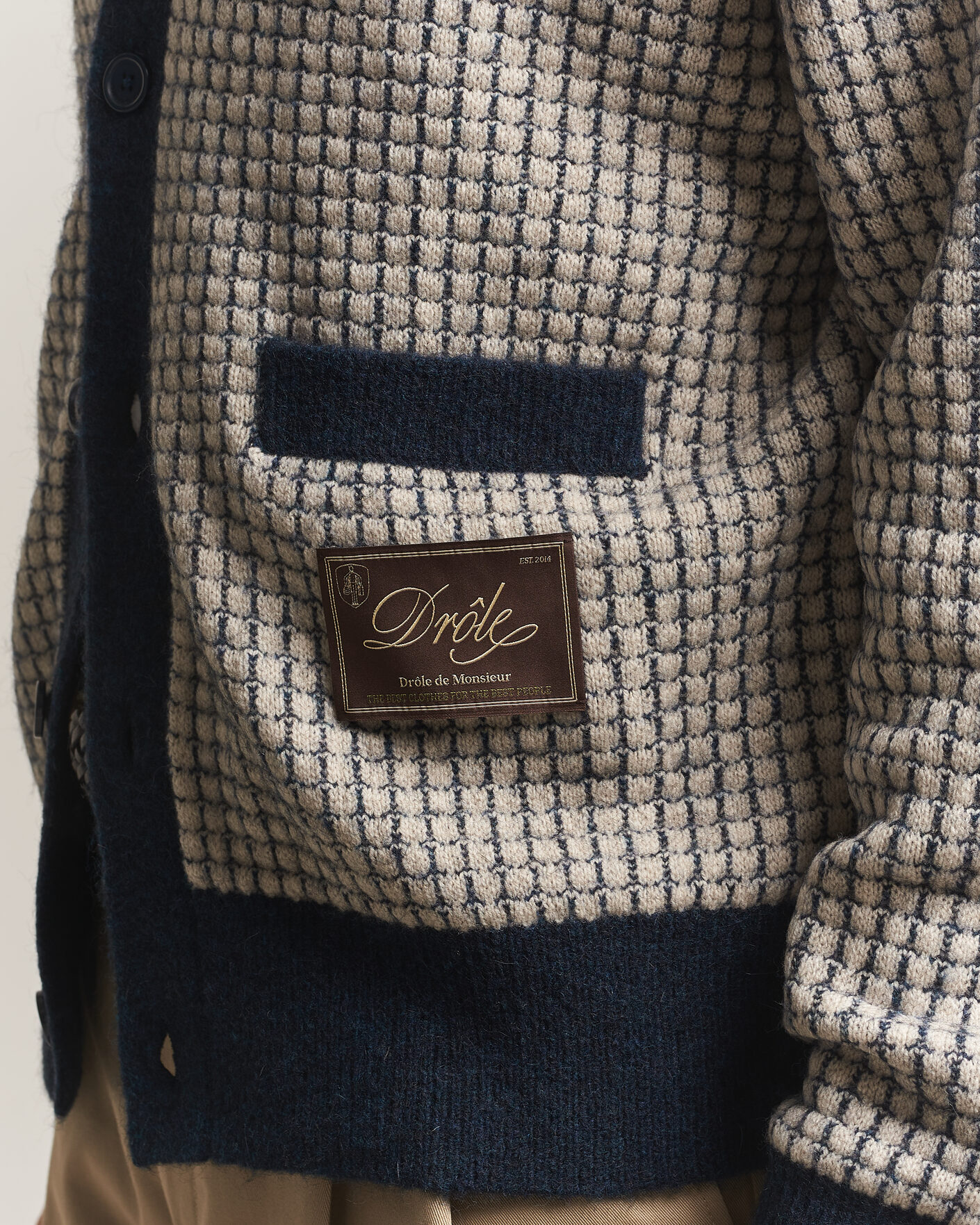Mies | Puserot | Drôle de Monsieur | Waffle Knitted Cardigan Navy