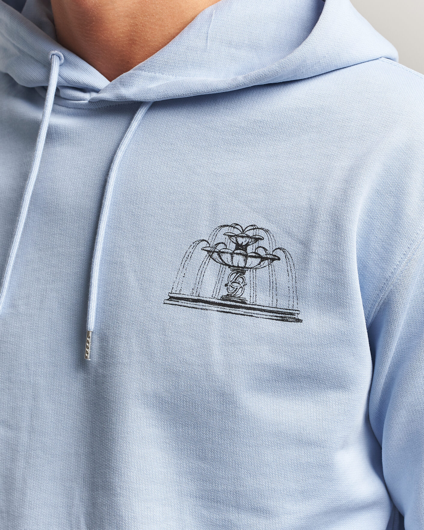 Mies | Puserot | Drôle de Monsieur | Fountain Printed Hoodie Light Blue