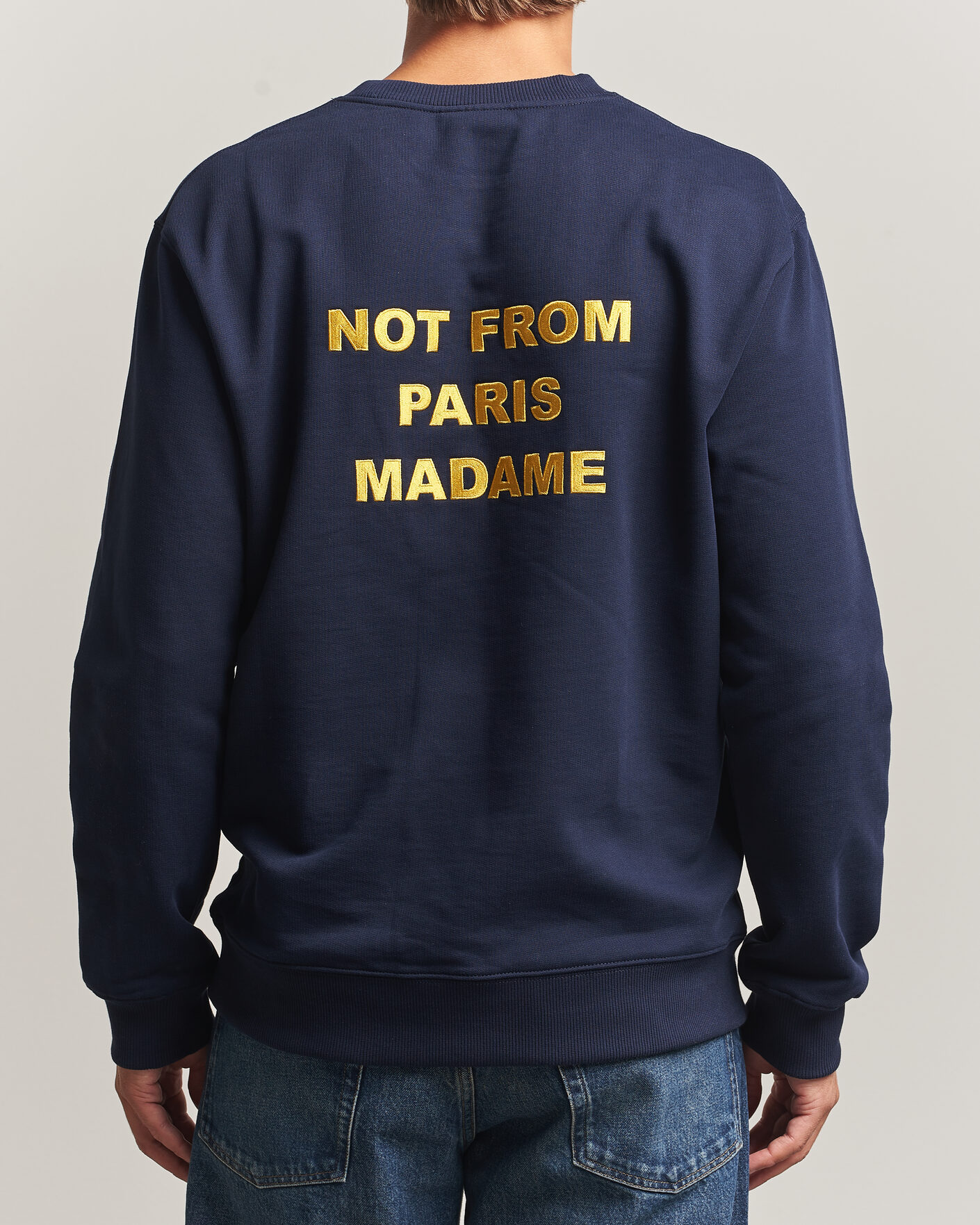 Mies | Puserot | Drôle de Monsieur | Bold Slogan Sweatshirt Navy