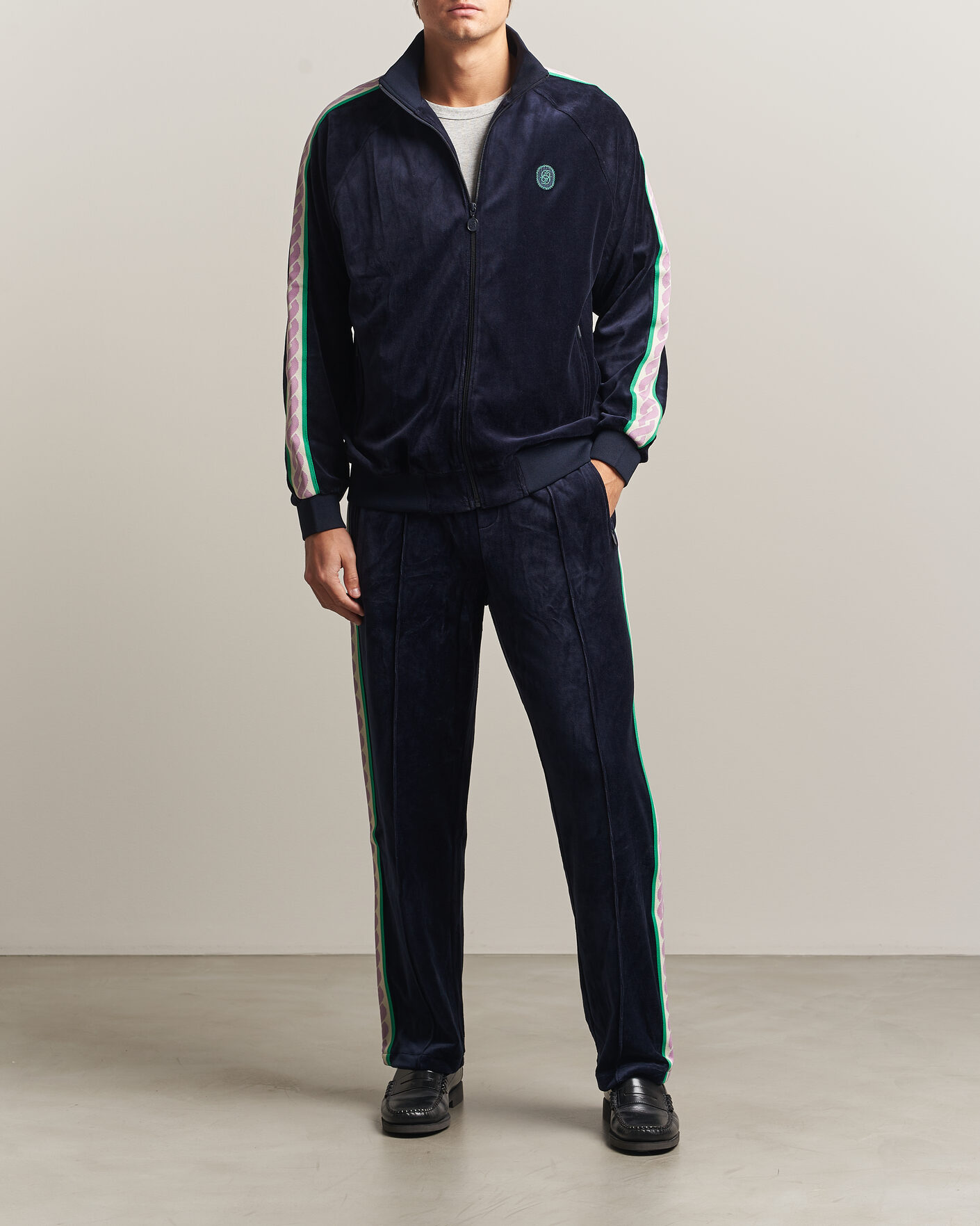 Mies | Puserot | Drôle de Monsieur | Survêtement Velours Track Jacket Navy