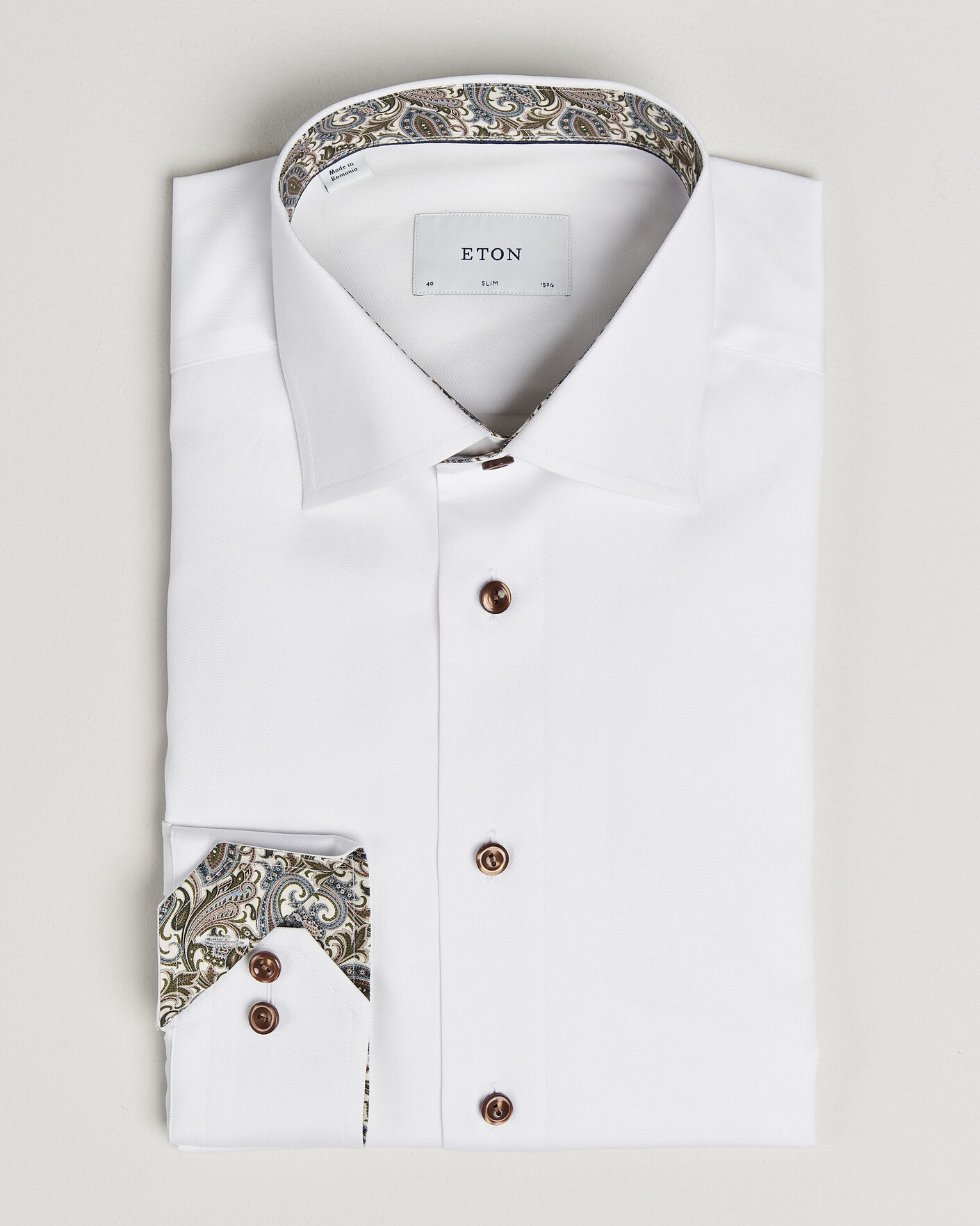 Mies | Kauluspaidat | Eton | Slim Fit Signature Twill Contrast Shirt White