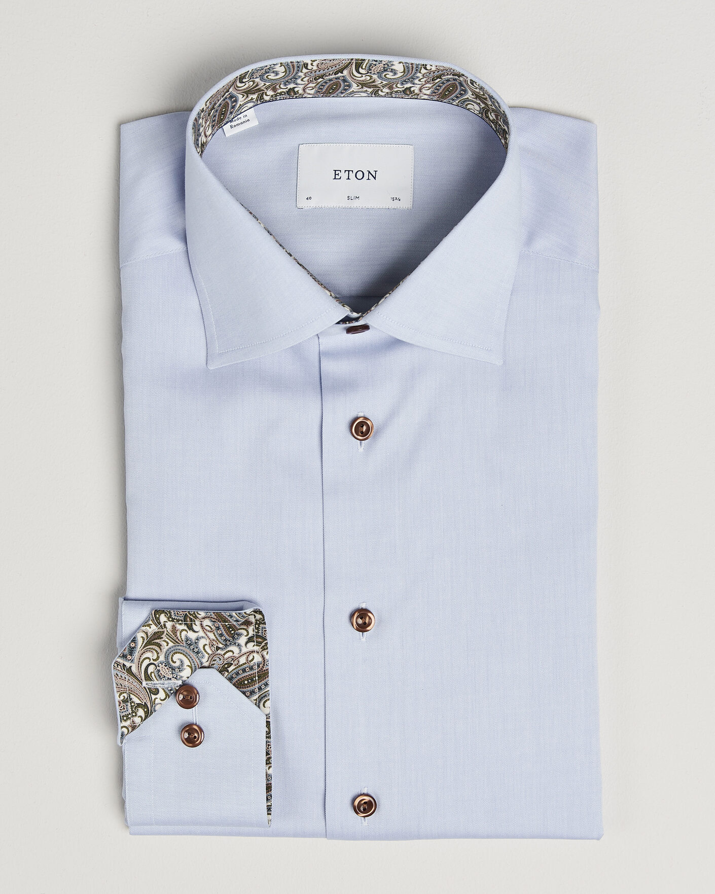Mies | Kauluspaidat | Eton | Slim Fit Signature Twill Contrast Shirt Light Blue