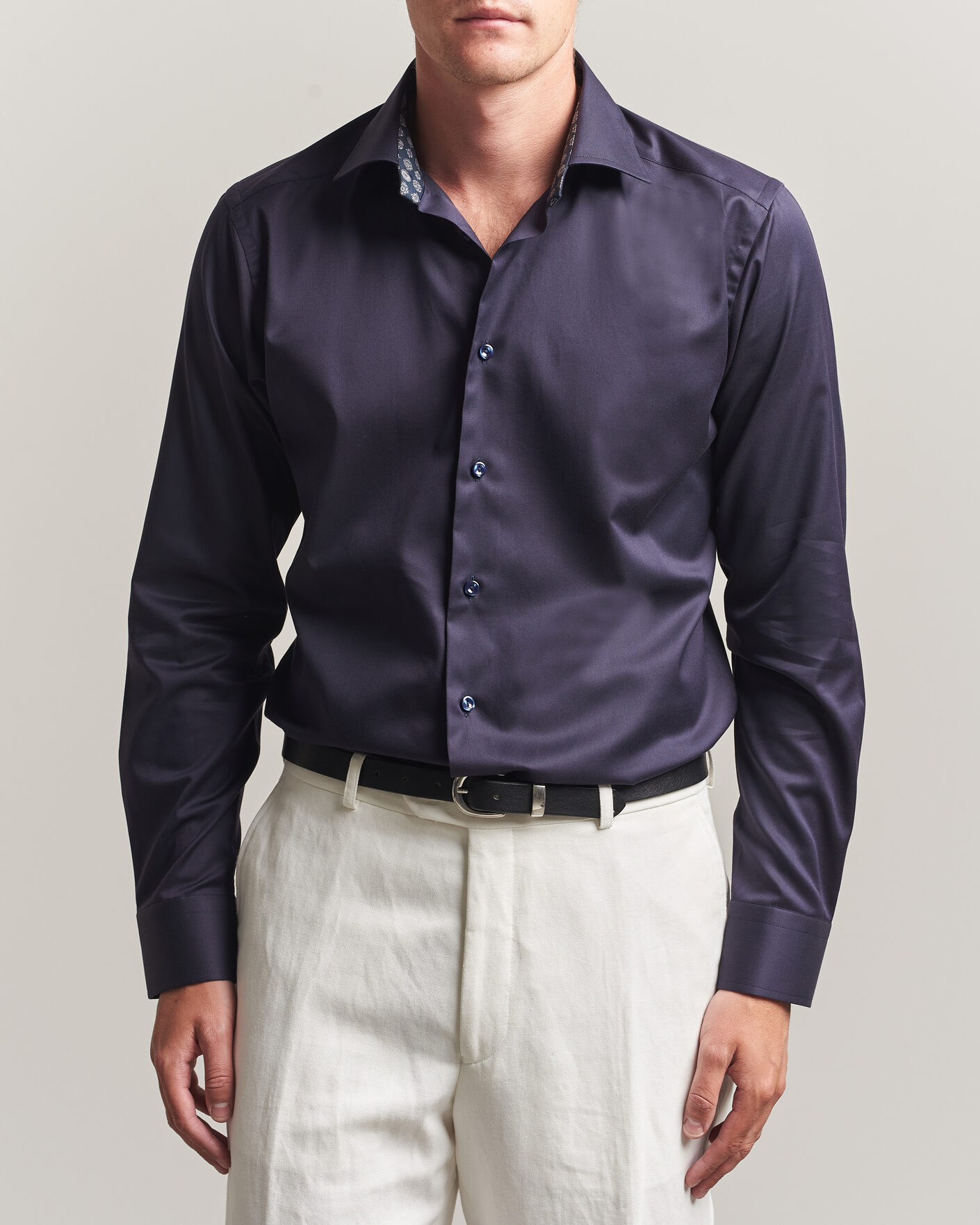 Mies | Kauluspaidat | Eton | Slim Fit Signature Twill Contrast Shirt Navy Blue