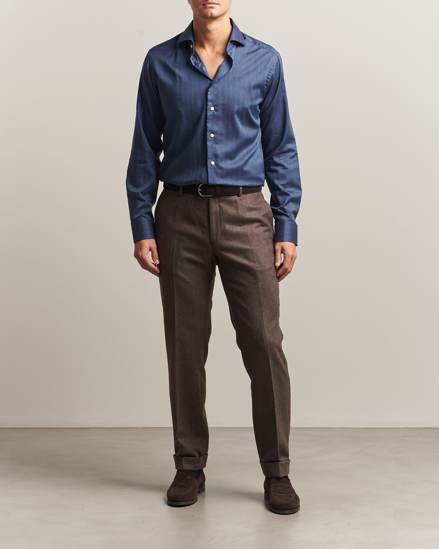 Mies | Kauluspaidat | Eton | Slim Fit Signature Flannel Shirt Dark Blue