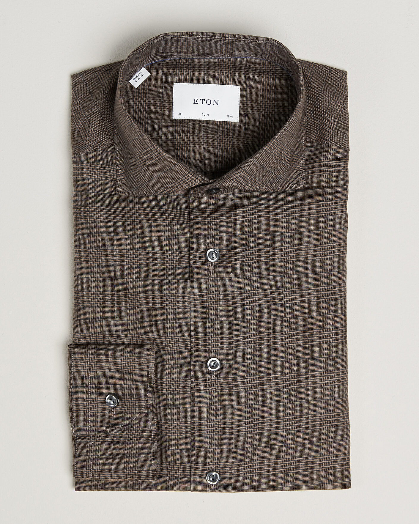 Mies | Kauluspaidat | Eton | Slim Fit Signature Flannel Checked Shirt Dark Brown