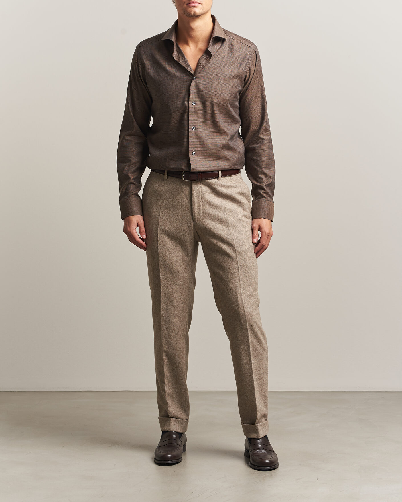 Mies | Kauluspaidat | Eton | Slim Fit Signature Flannel Checked Shirt Dark Brown