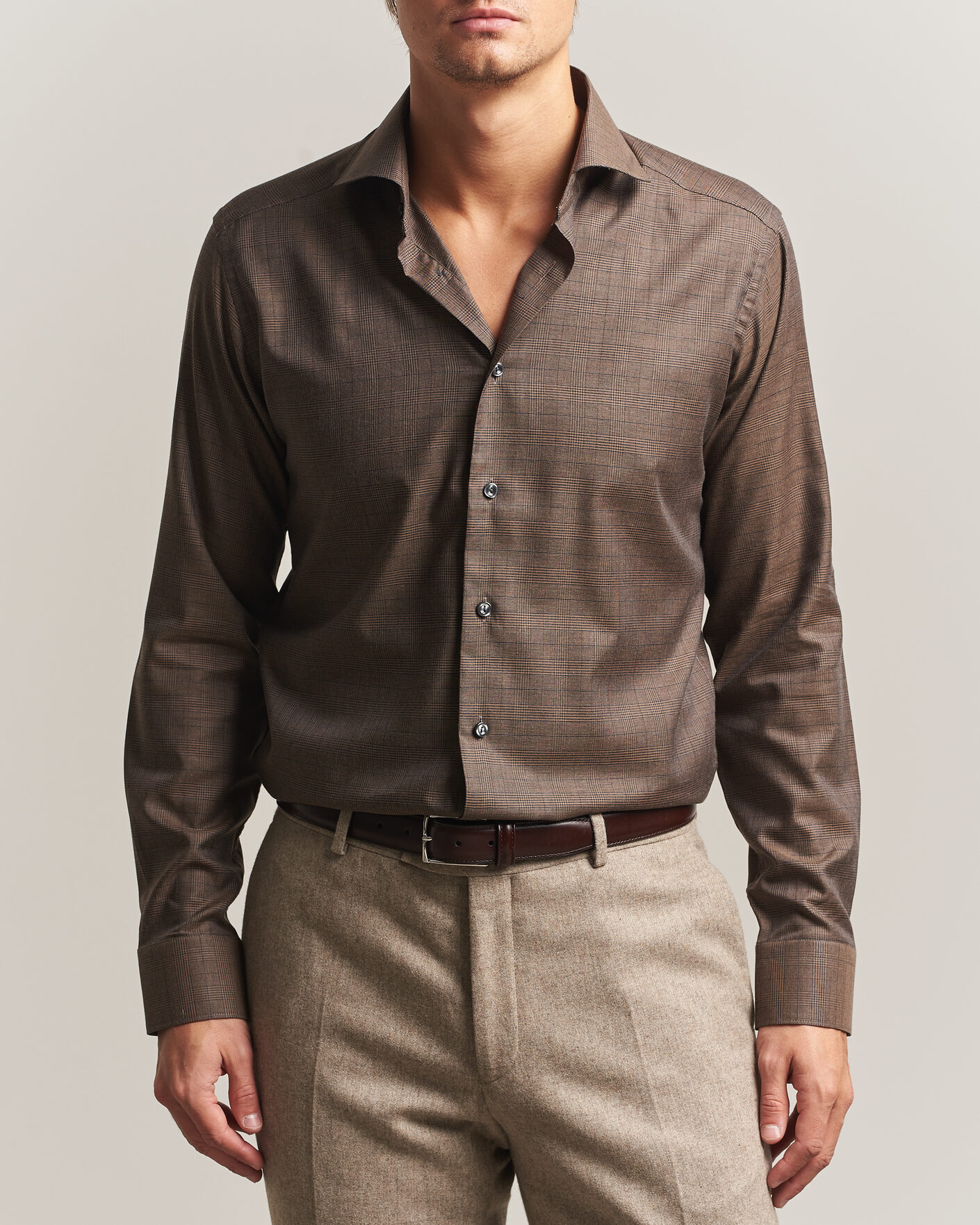 Mies | Kauluspaidat | Eton | Slim Fit Signature Flannel Checked Shirt Dark Brown