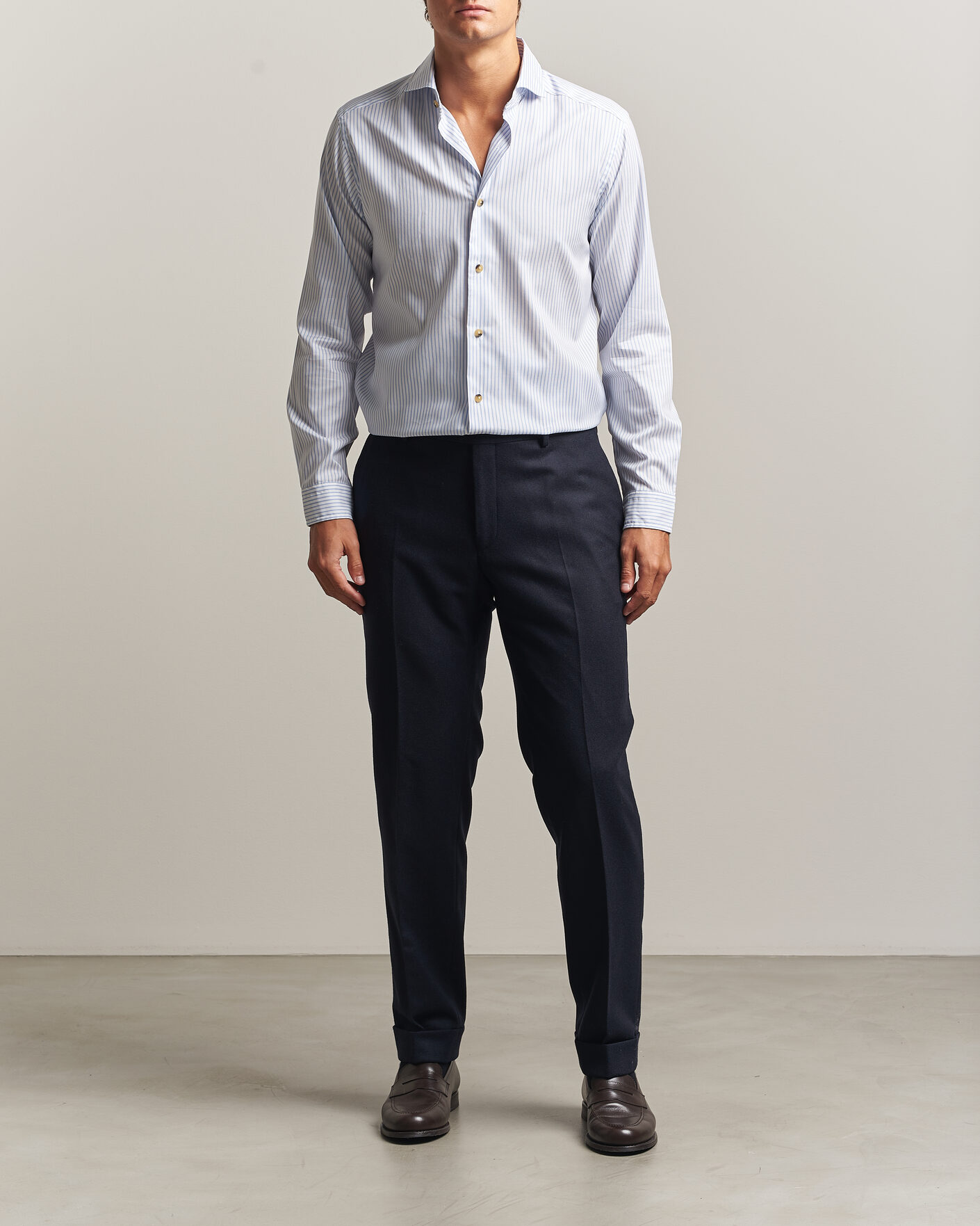 Mies | Kauluspaidat | Eton | Casual Fit Signature Oxford Striped Shirt Light Blue